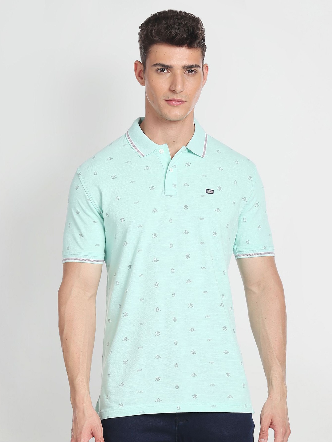 

Arrow Sport Conversational Printed Polo Collar Pure Cotton T-Shirt, Green