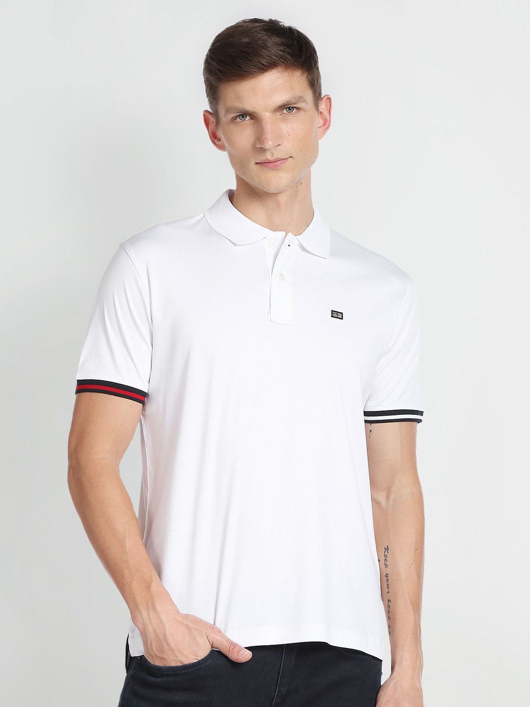 

Arrow Sport Polo Collar Pure Cotton T-Shirt, White