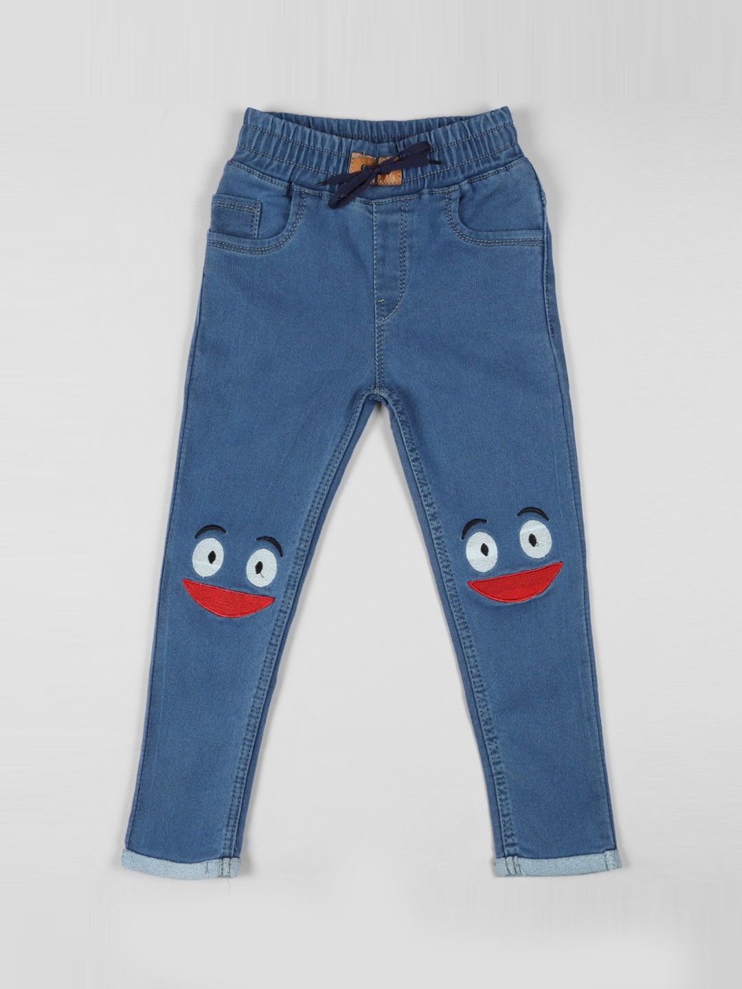 

A-Okay Kids Embroidered Slim Fit Cotton Jeans, Blue