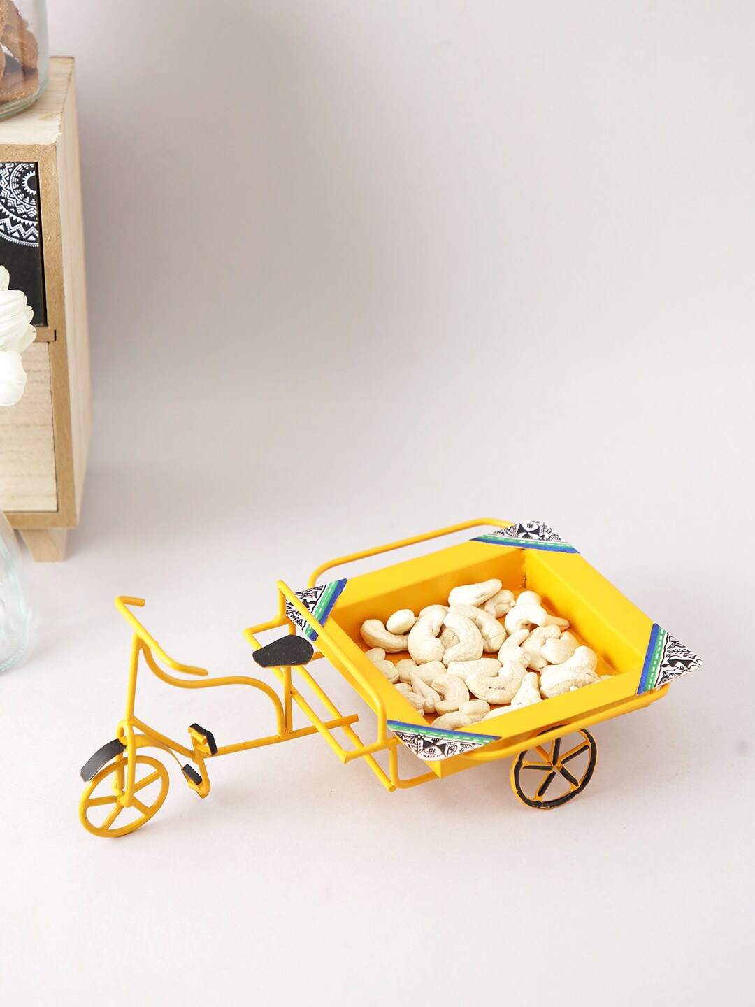 

Aapno Rajasthan Yellow Printed Decorative Bike Tray