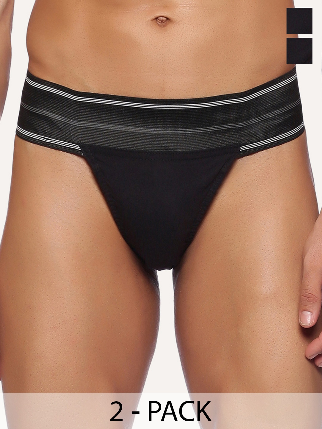 

Omtex Men Pack Of 2 Basic Briefs, Black