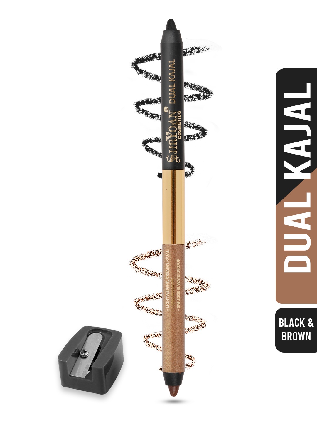 

SHRYOAN Dual Kajal With Sharpener - Black & Brown
