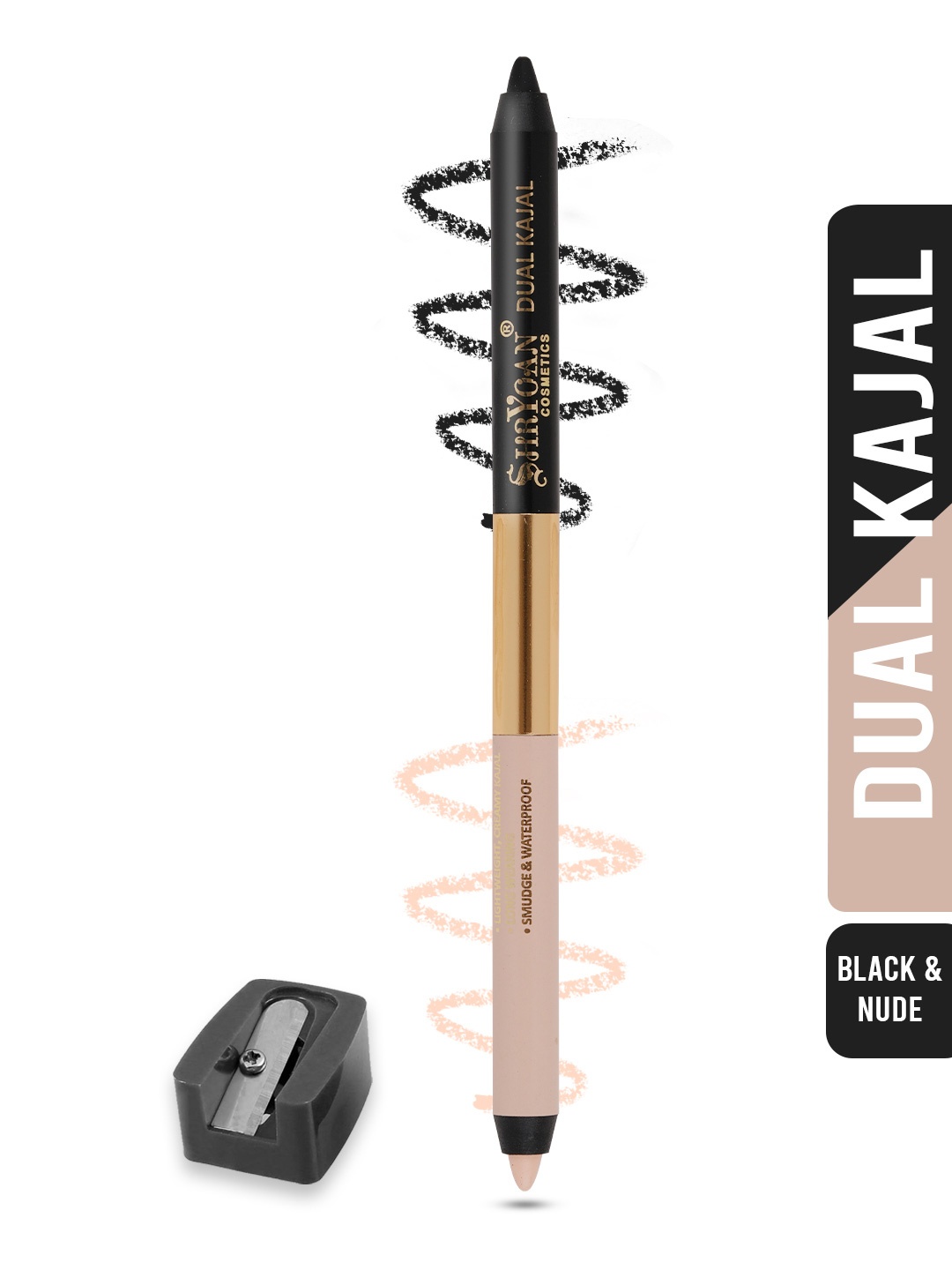 

SHRYOAN Dual Kajal With Sharpener - Black & Nude