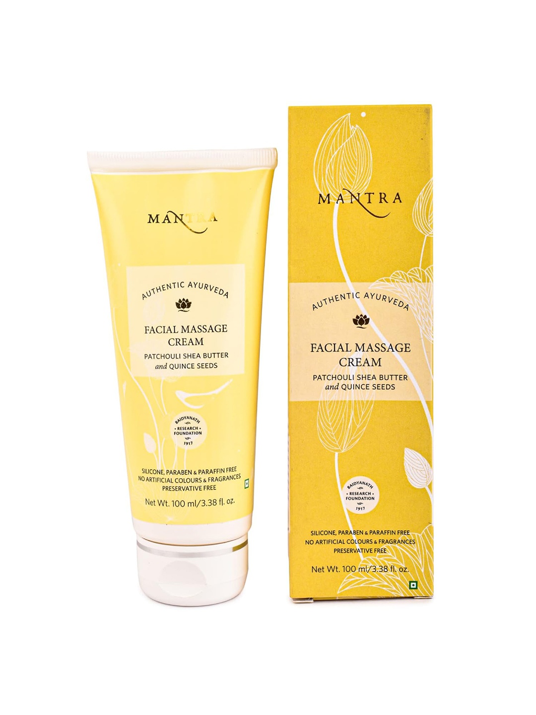 

Mantra Herbal Facial Massage Cream Gel with Patchouli-Shea Butter & Quince Seeds - 100 ml, Yellow