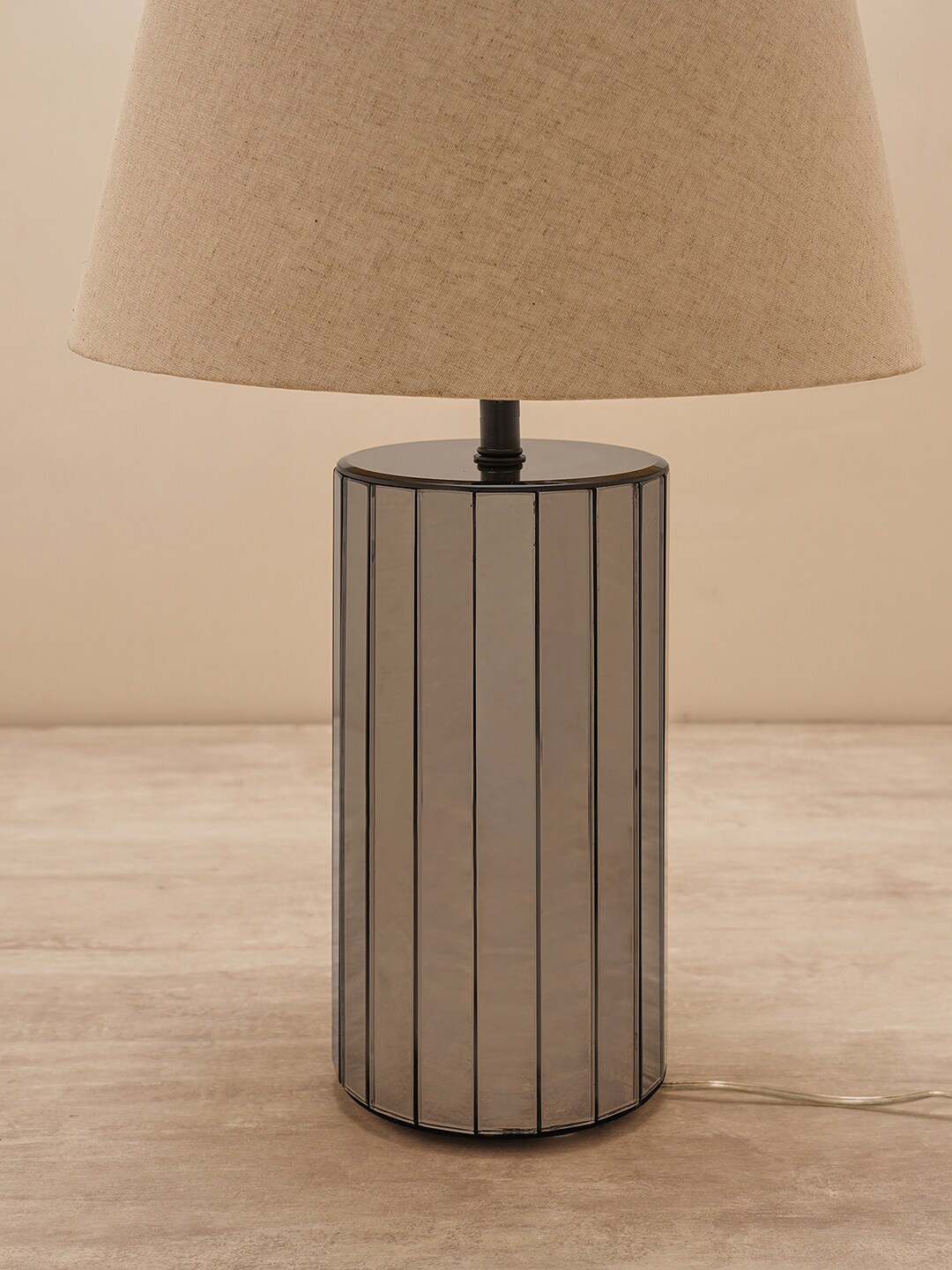 

Pure Home and Living Beige Striped Glass Lamp Stand