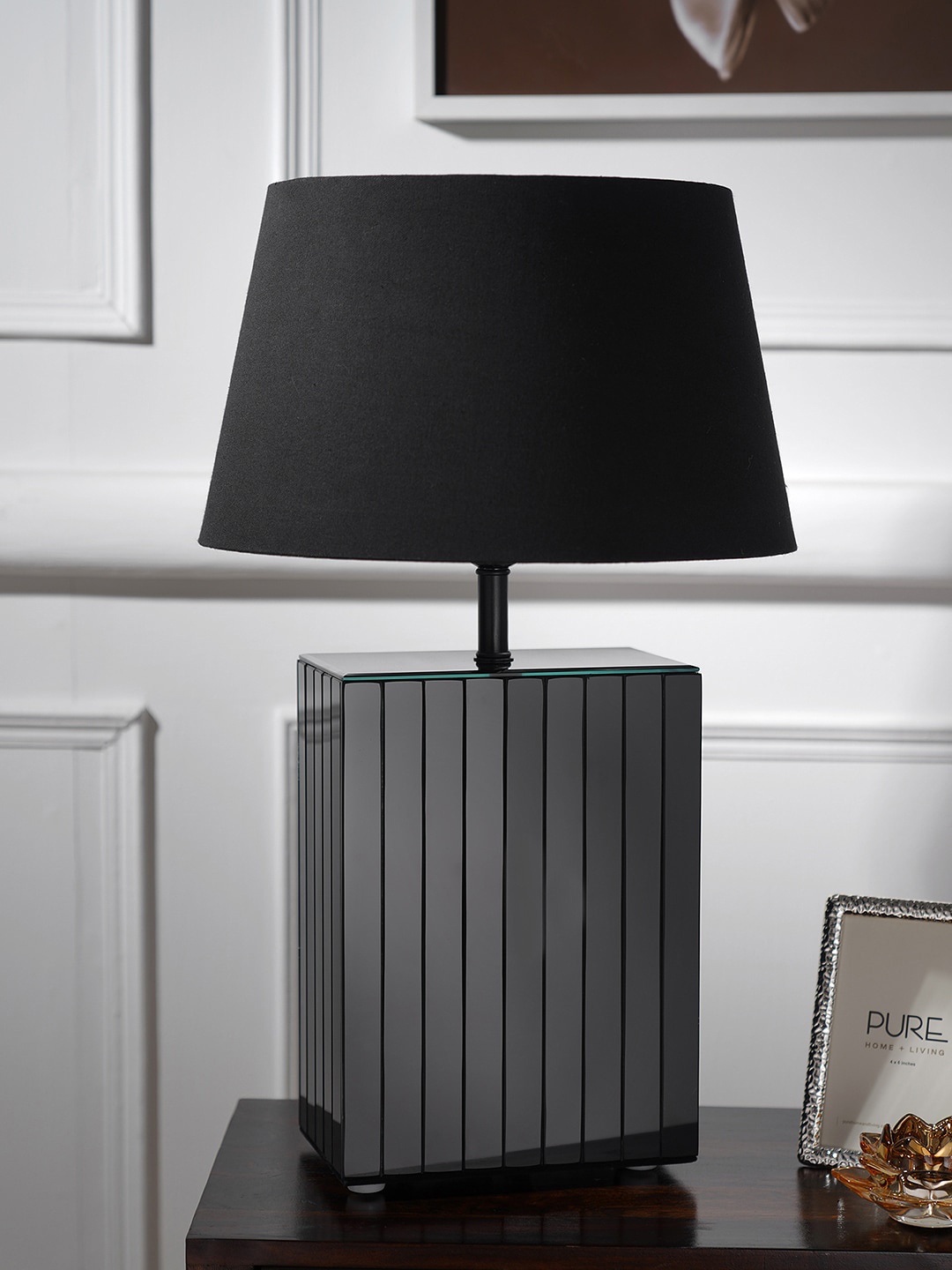 

Pure Home and Living Black Glass Rectangle Table Lamp Stand
