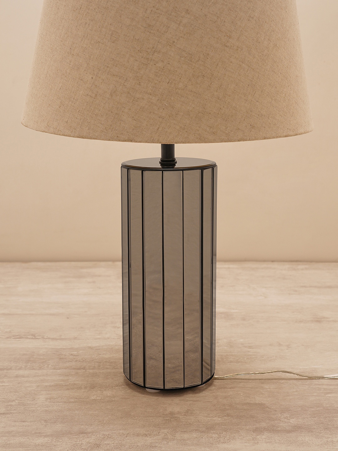 

Pure Home and Living Beige Textured Glass Lamp Stand