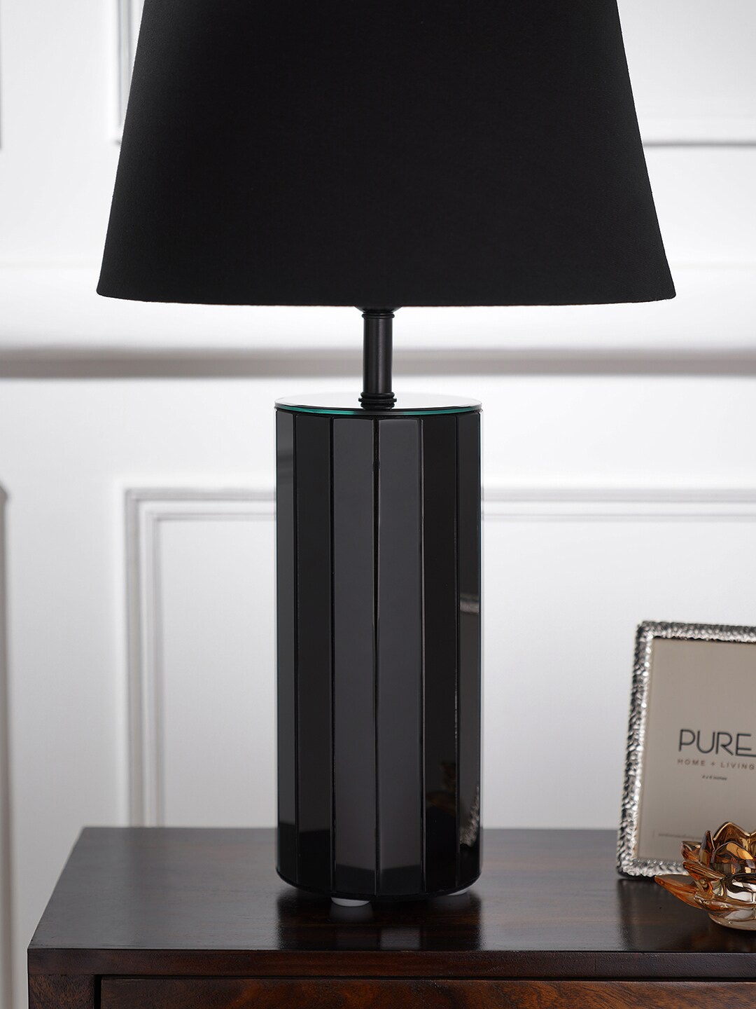 

Pure Home and Living Black Glass Table Lamp Stand