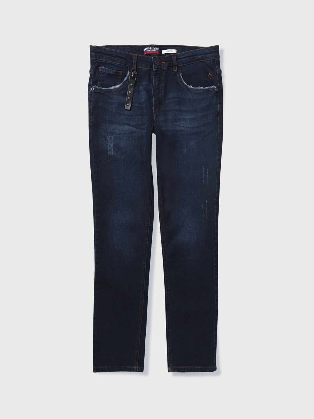 

Gini and Jony Boys Mid-Rise Low Distress Light Fade Jeans, Navy blue