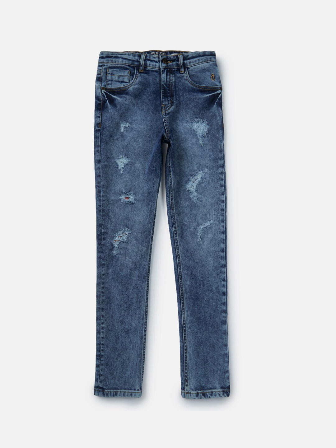 

Gini and Jony Boys Mildly Distressed Heavy Fade Jeans, Blue