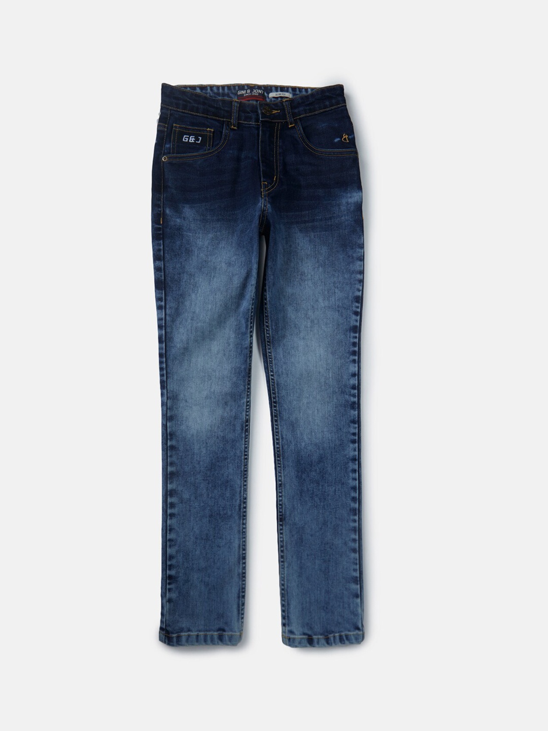 

Gini and Jony Boys Heavy Fade Mid Rise Jeans, Navy blue