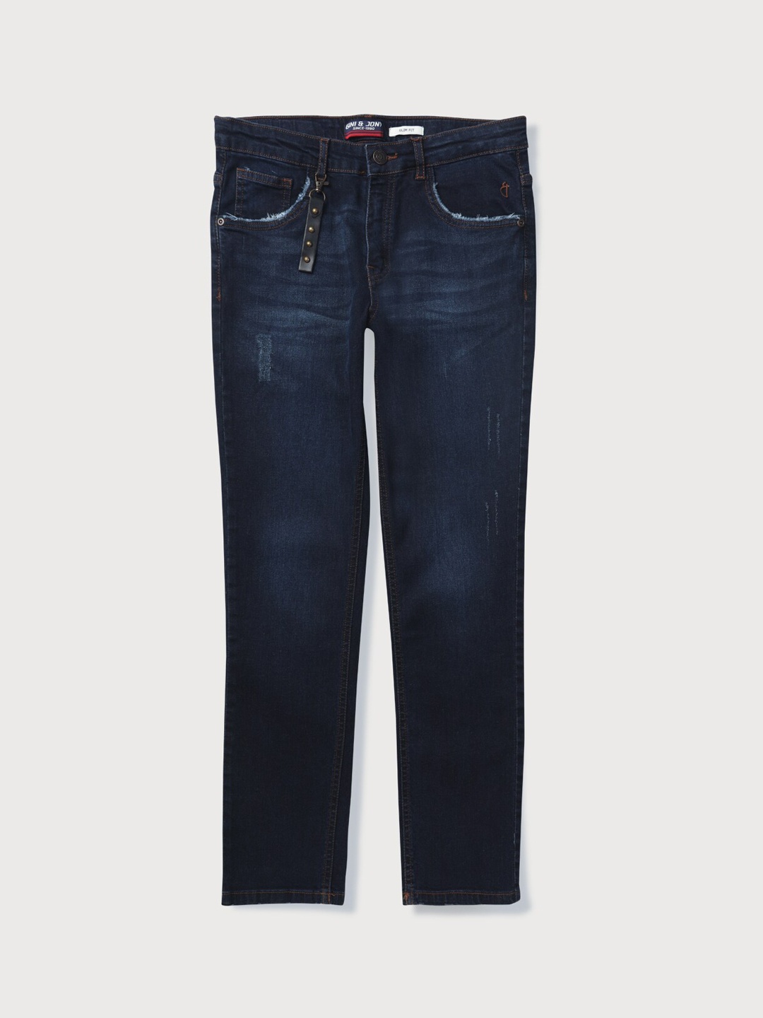 

Gini and Jony Boys Mid-Rise Low Distress Light Fade Jeans, Navy blue