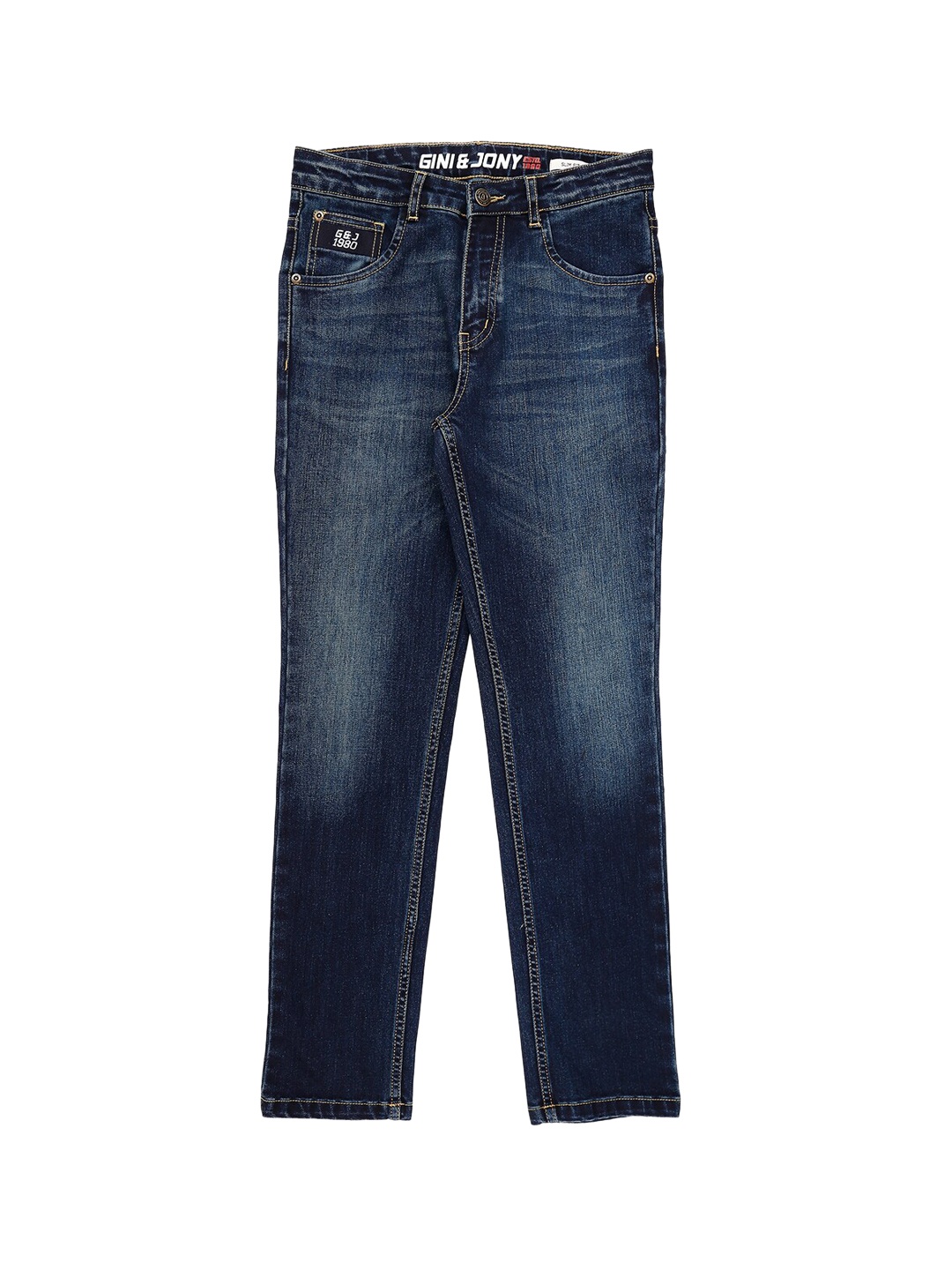 

Gini and Jony Boys Mid-Rise Heavy Fade Jeans, Navy blue