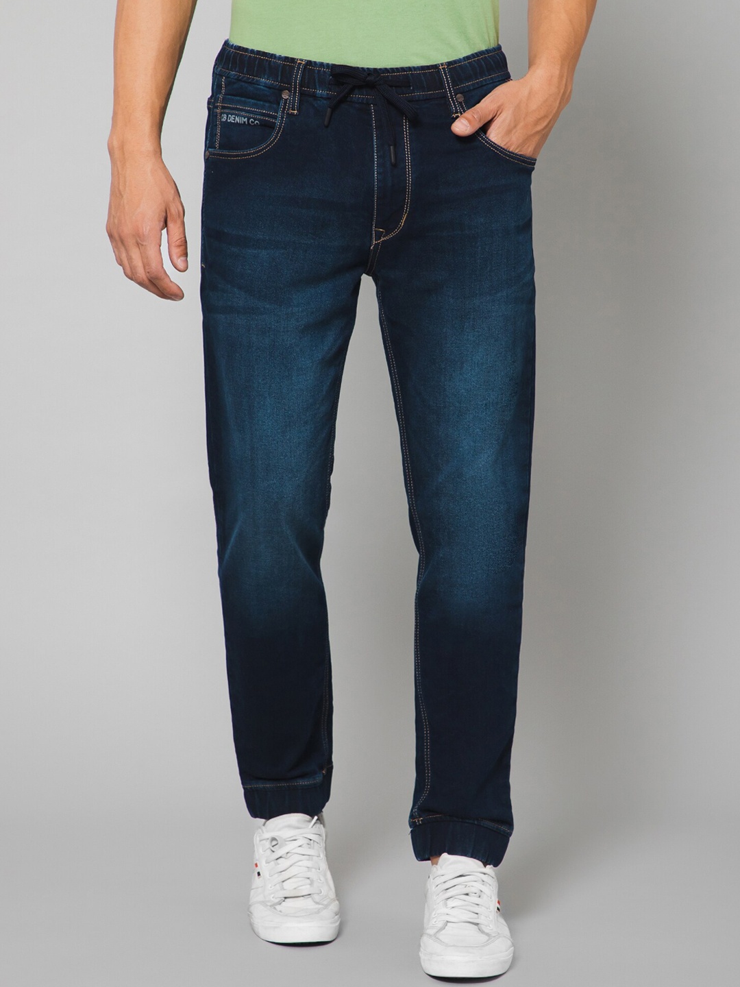 

Cantabil Men Clean Look Light Fade Mid Rise Cotton Jeans, Blue