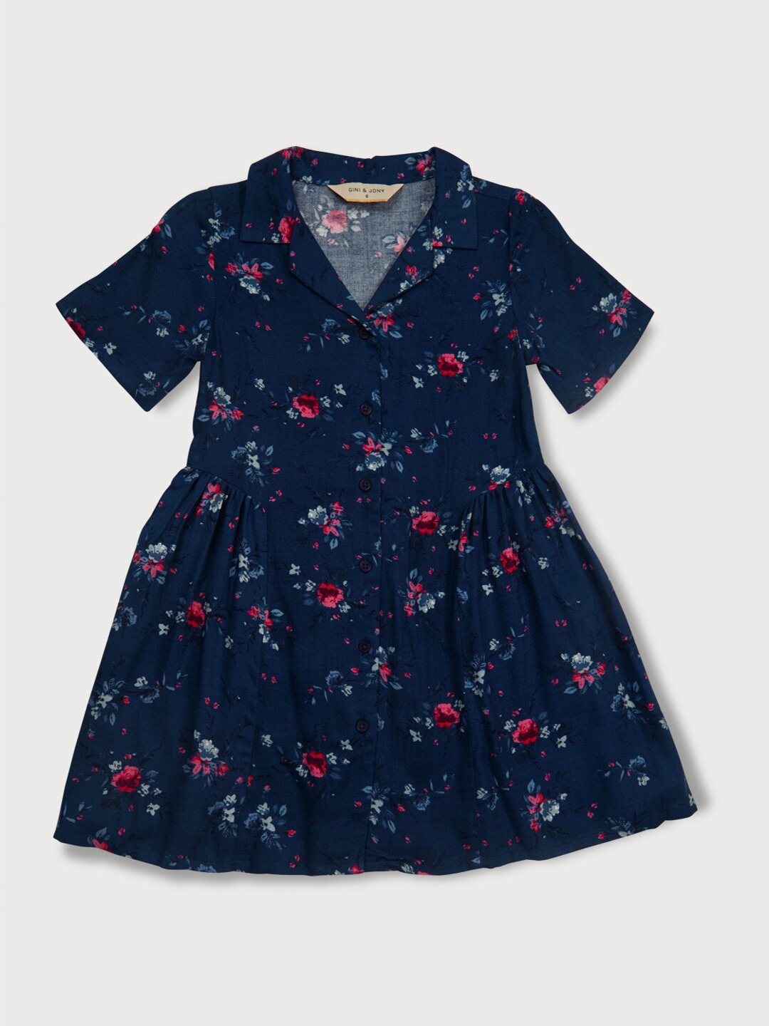 

Gini and Jony Girls Floral Printed Cotton Fit And Flare Dress, Blue