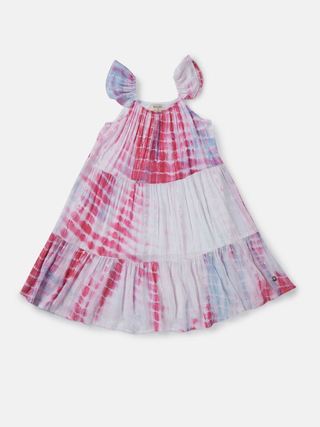 

Gini and Jony Girls Tie And Dye Tiered Cotton A-Line Dress, Off white