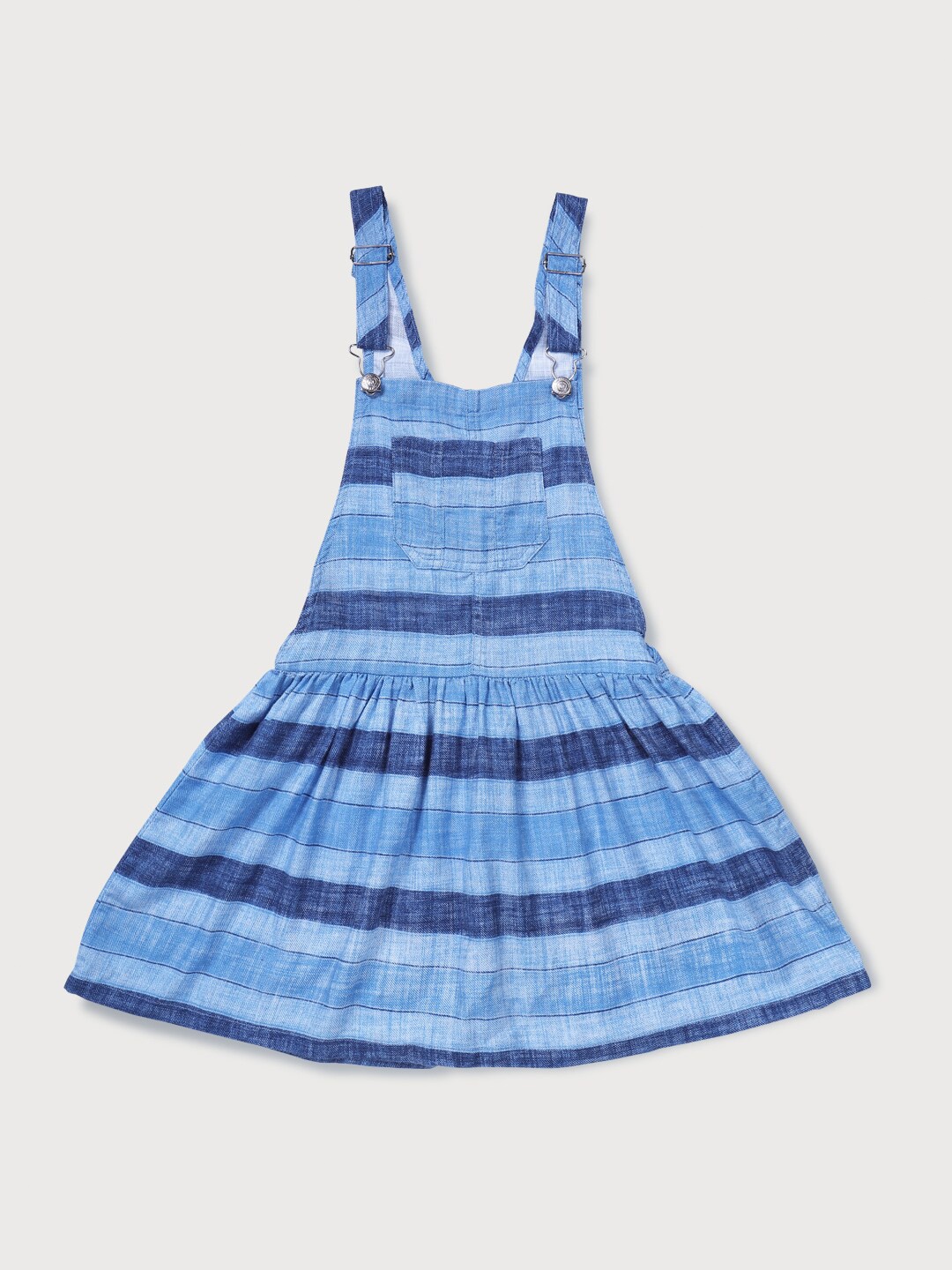 

Gini and Jony Girls Striped Cotton Pinafore Dress With T-Shirt, Blue