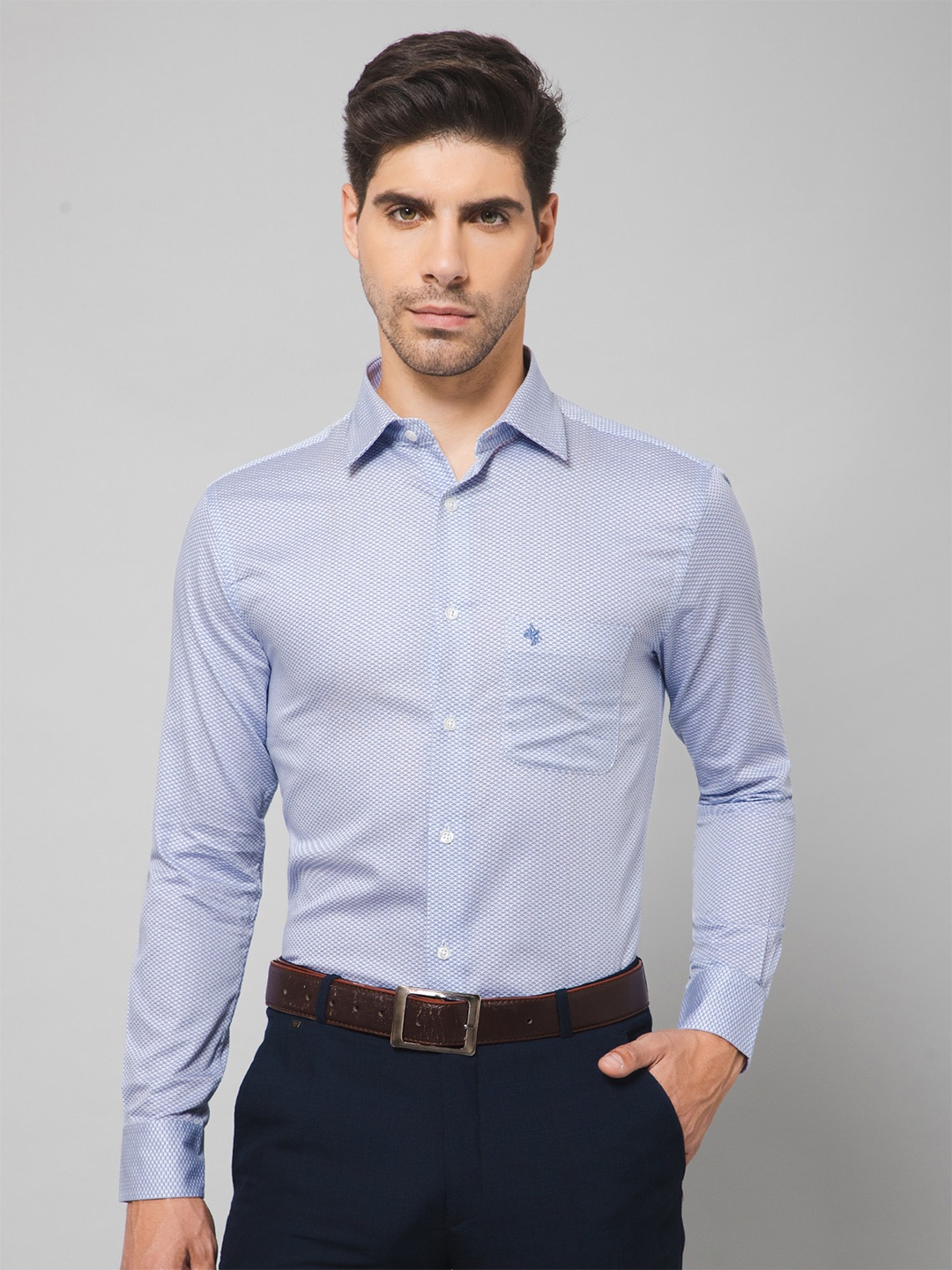 

Cantabil Micro Ditsy Printed Smart Cotton Formal Shirt, Blue