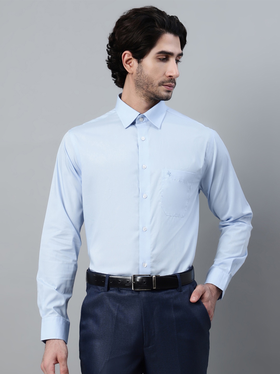

Cantabil Spread Collar Smart Cotton Formal Shirt, Blue