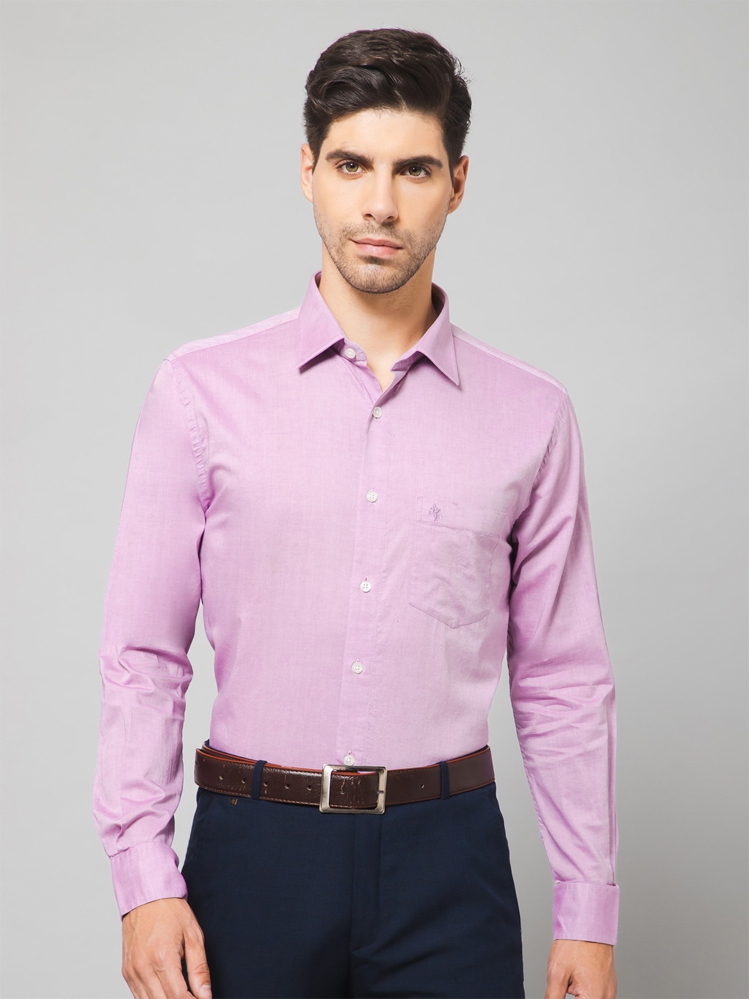 

Cantabil Spread Collar Smart Cotton Formal Shirt, Purple