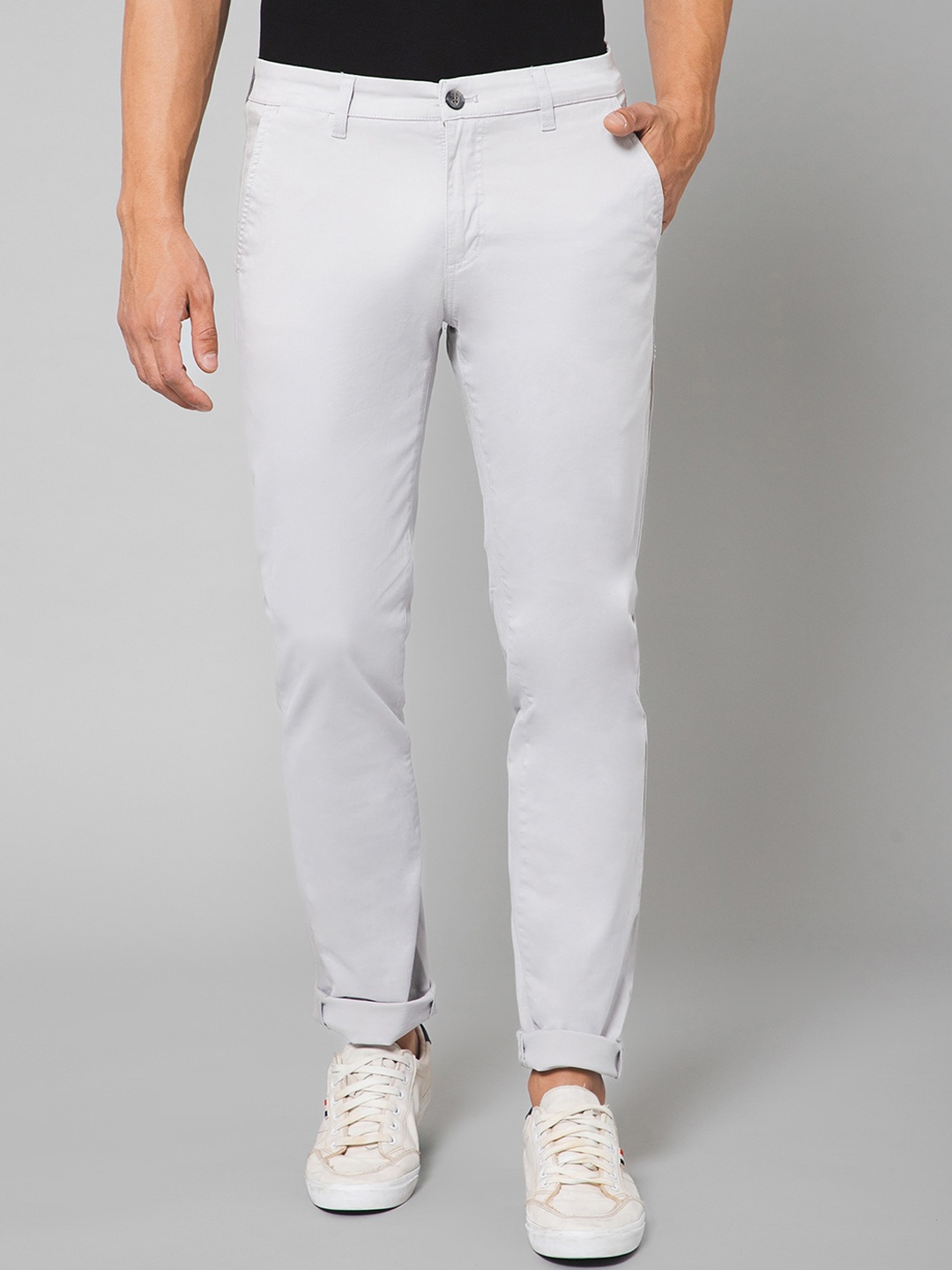 

Cantabil Men Mid Rise Plain Cotton Chinos, Grey