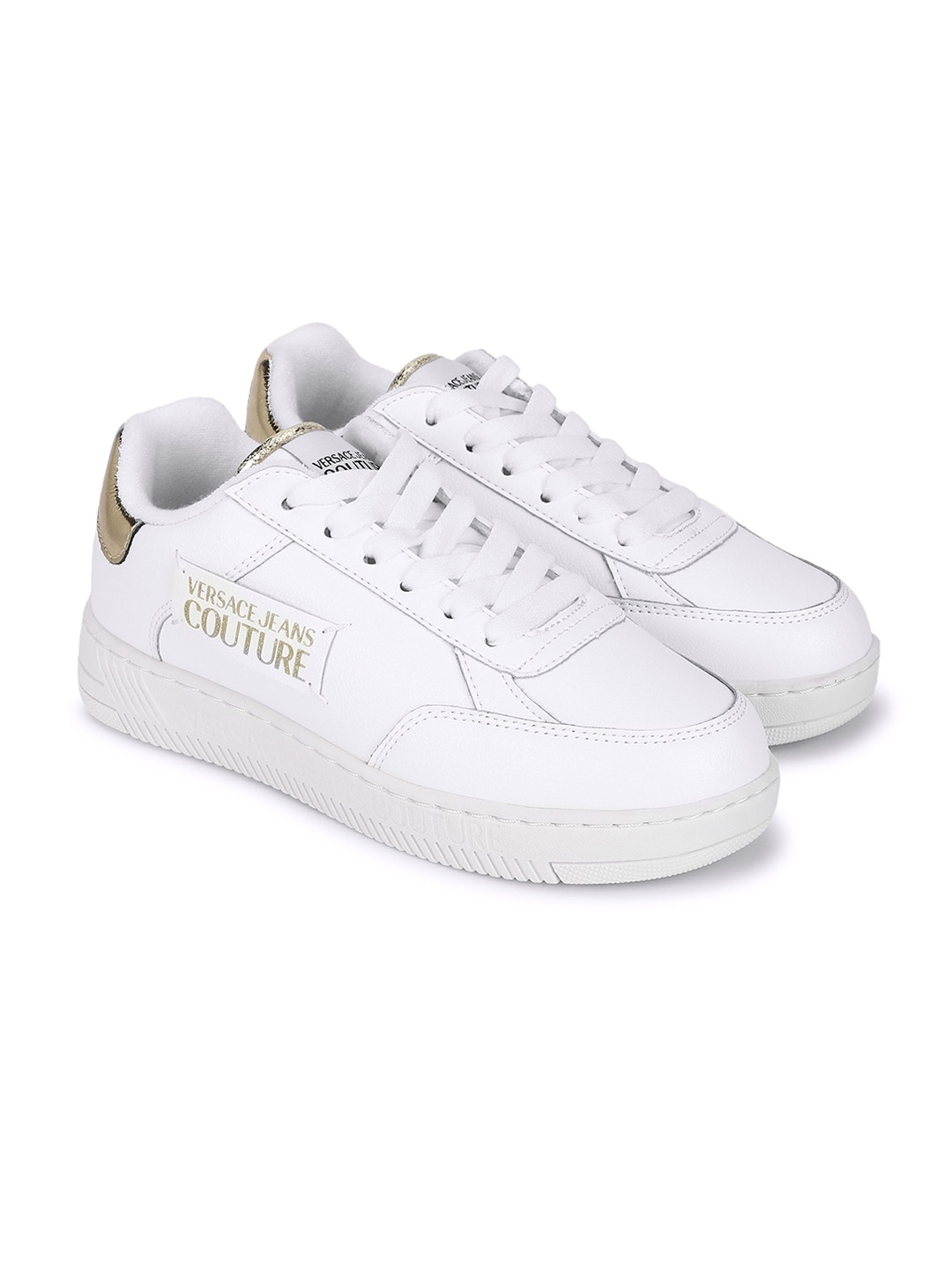 

Versace Jeans Couture Women Printed Leather Sneakers, White