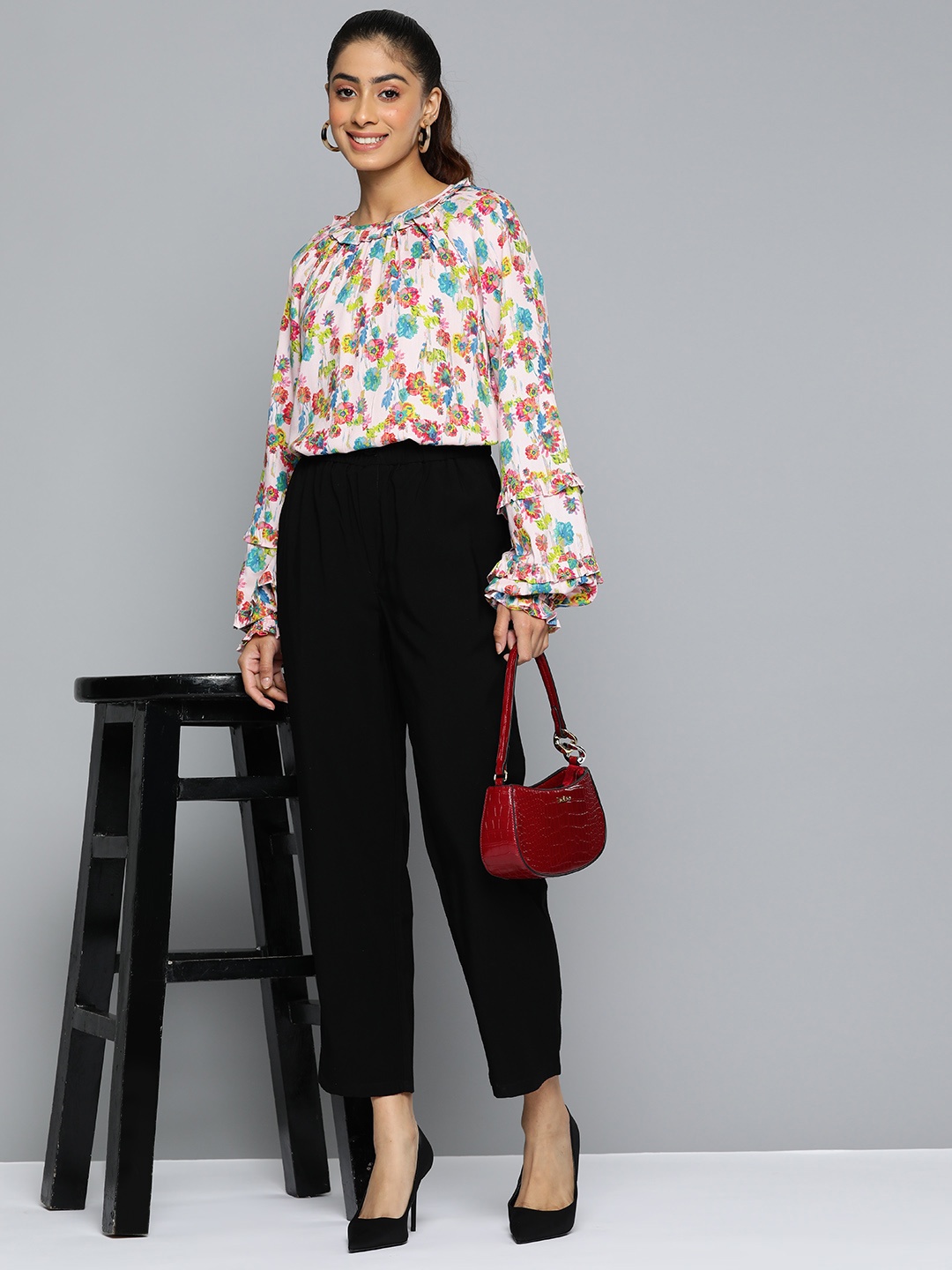 

HERE&NOW Multicoloured Floral Print Blouson Top, Multi