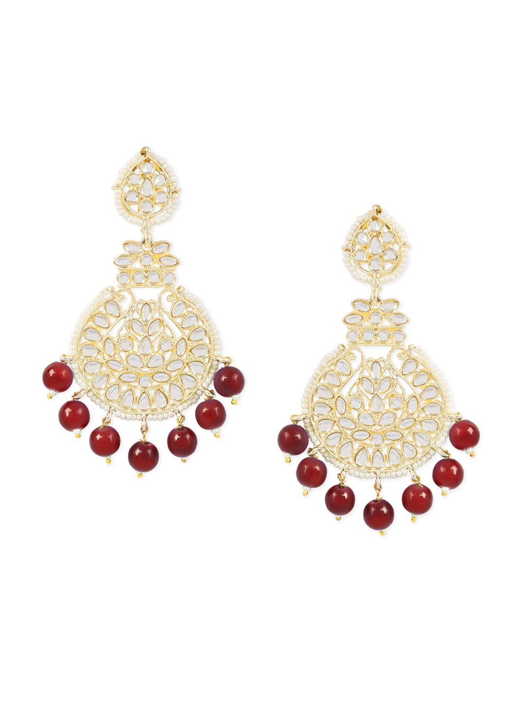 

I Jewels Gold-Plated Contemporary Drop Earrings, Maroon