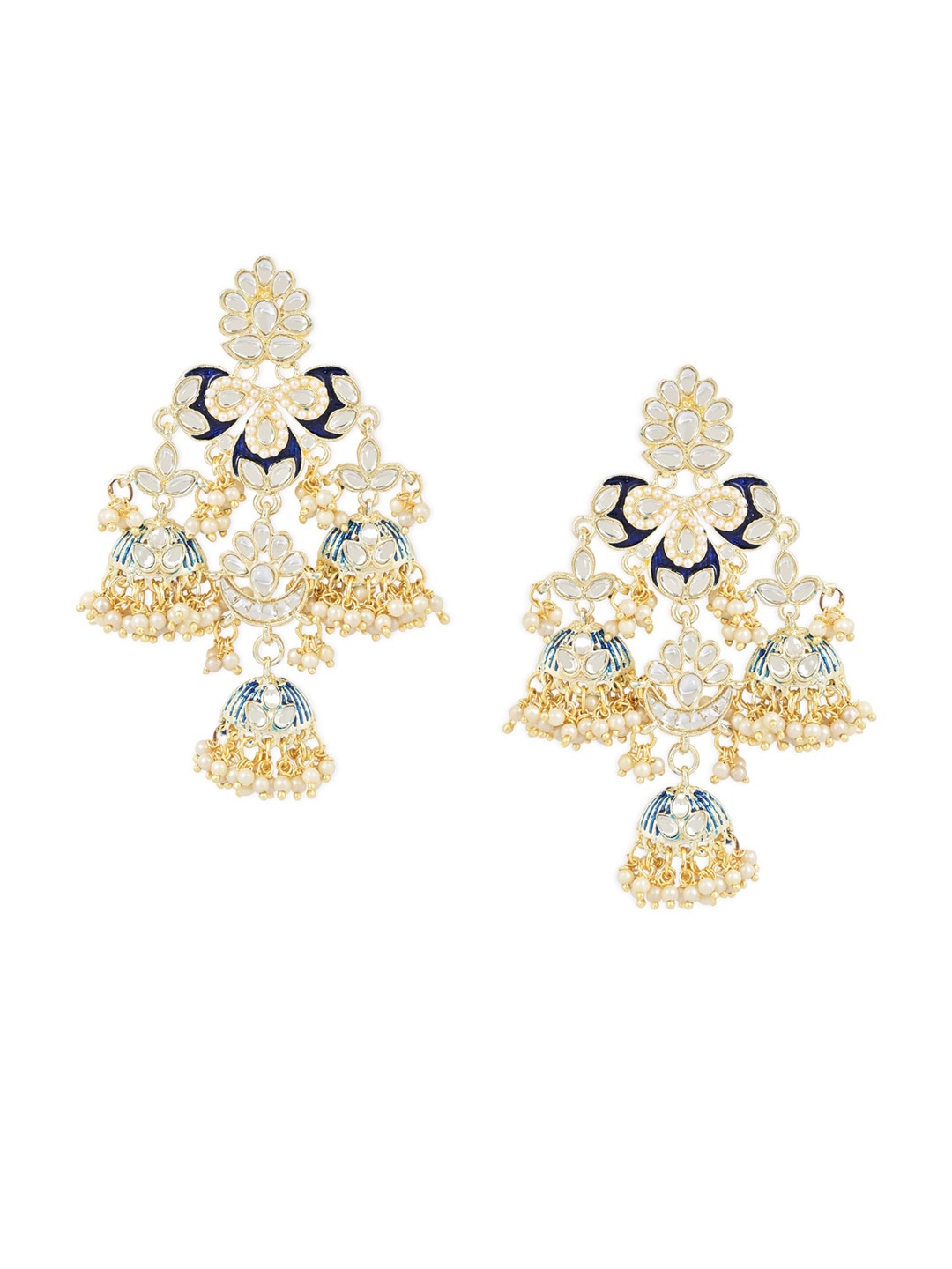 

I Jewels Gold-Plated Contemporary Jhumkas Earrings, Blue