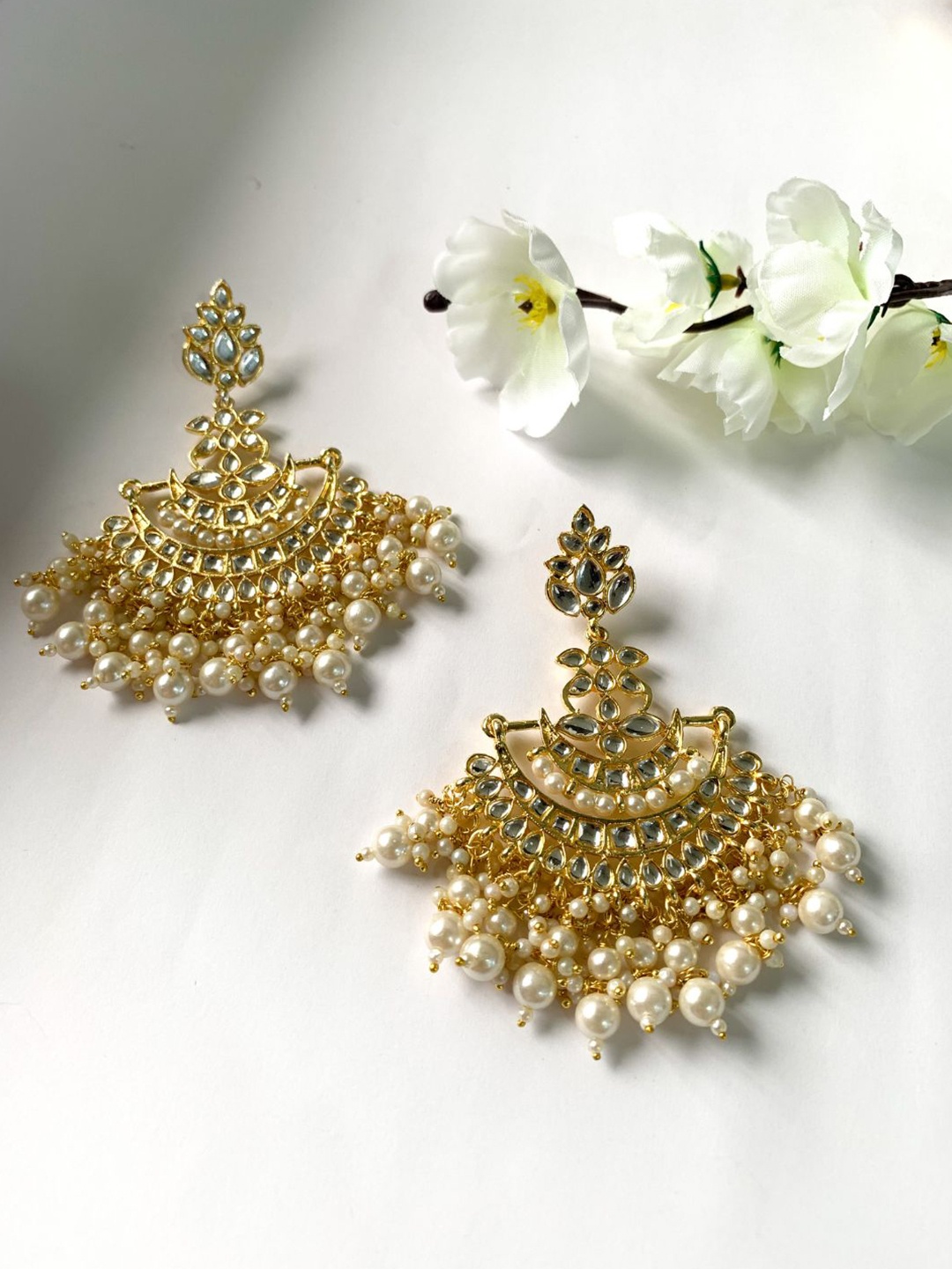 

I Jewels Gold-Plated Contemporary Chandbali Earrings