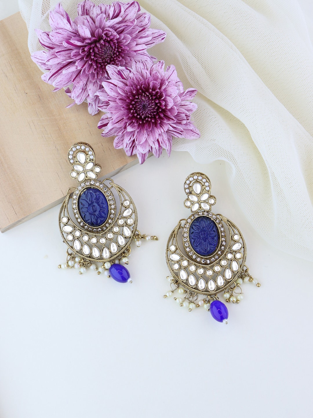 

I Jewels Gold-Plated Contemporary Chandbali Earrings
