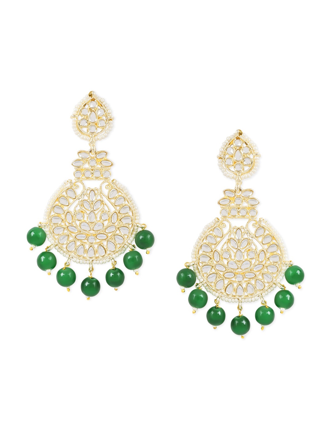 

I Jewels Gold-Plated Contemporary Drop Earrings, Green