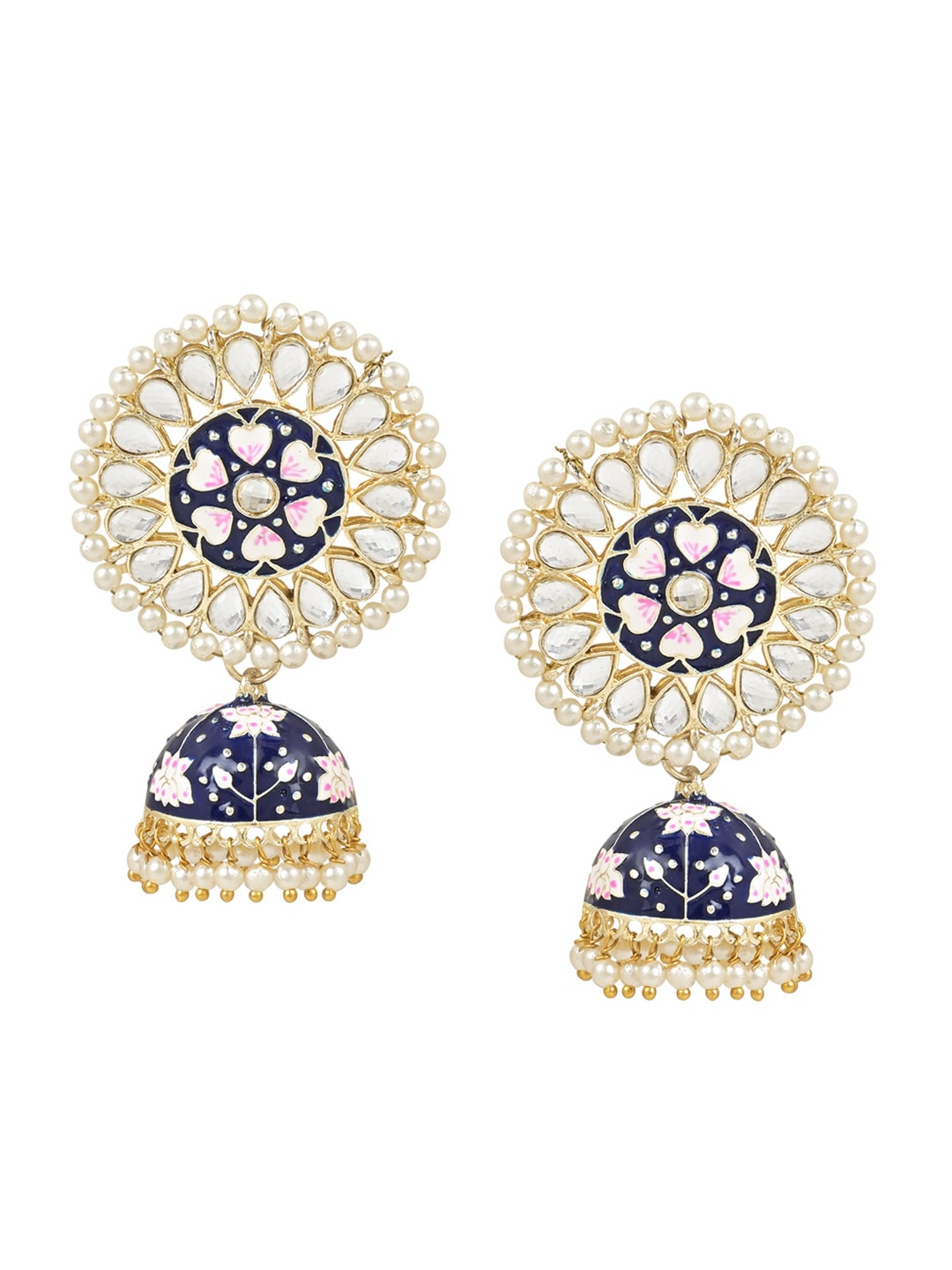 

I Jewels Gold-Plated Contemporary Jhumkas Earrings, Blue