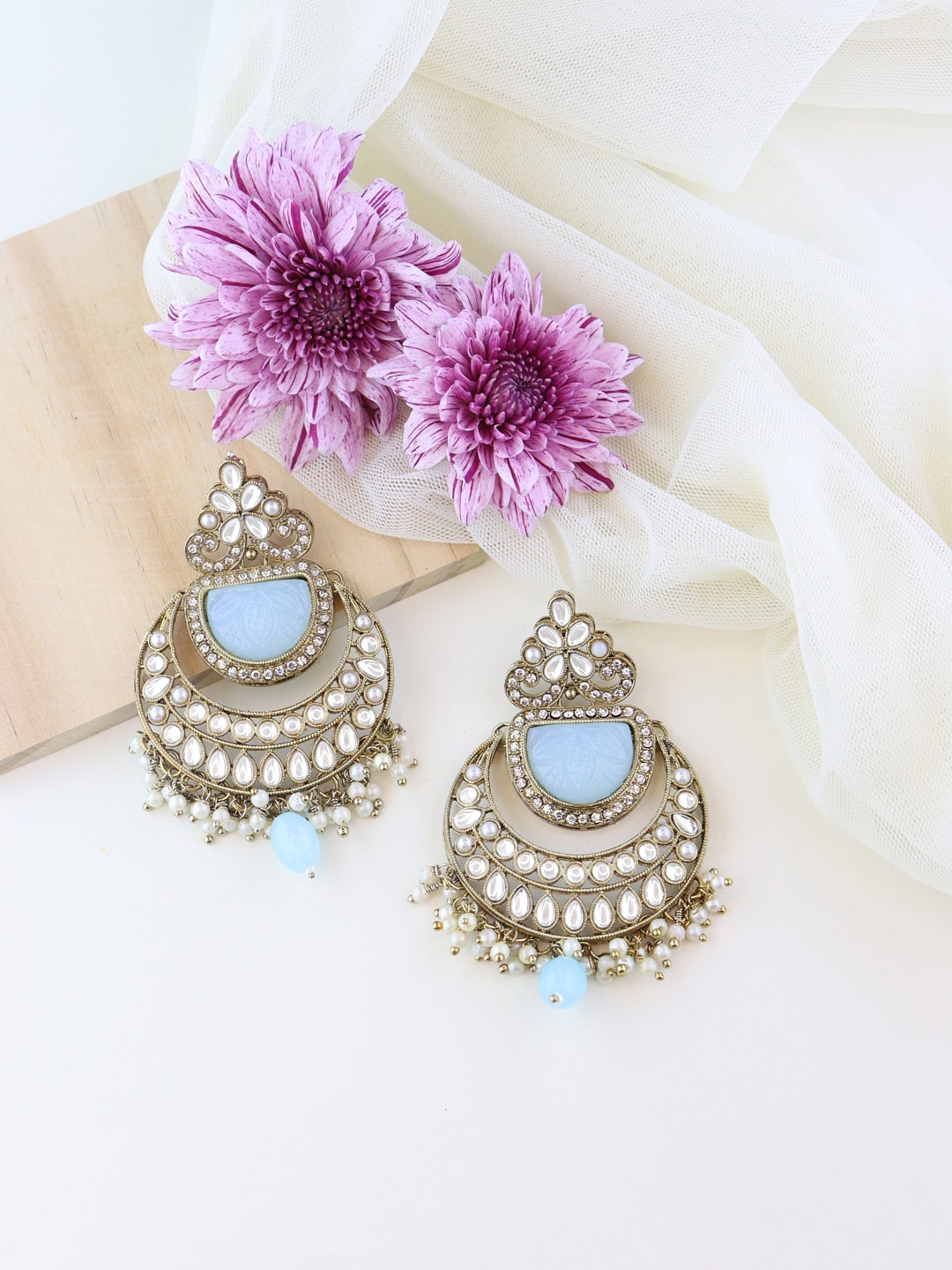 

I Jewels Gold-Plated Contemporary Drop Earrings, Turquoise blue