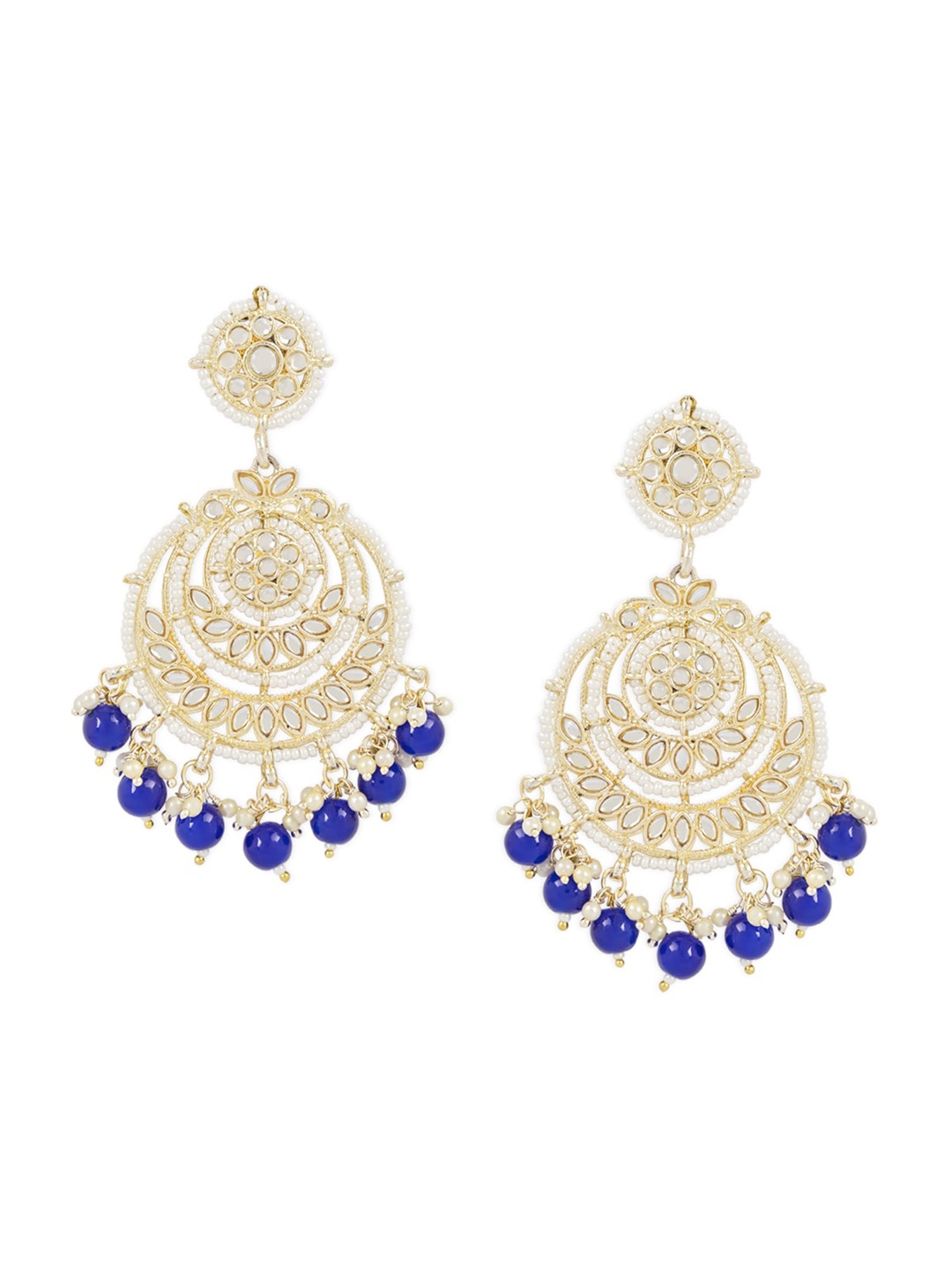 

I Jewels Gold-Plated Contemporary Drop Earrings, Blue