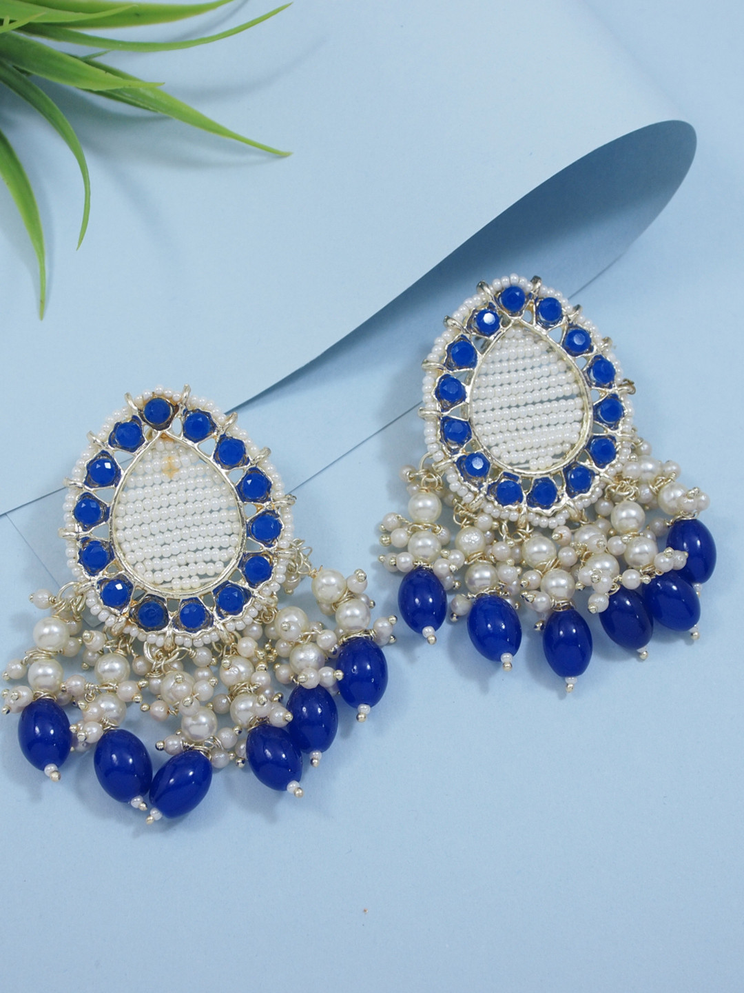 

I Jewels Gold-Plated Kundan Studded Drop Earrings