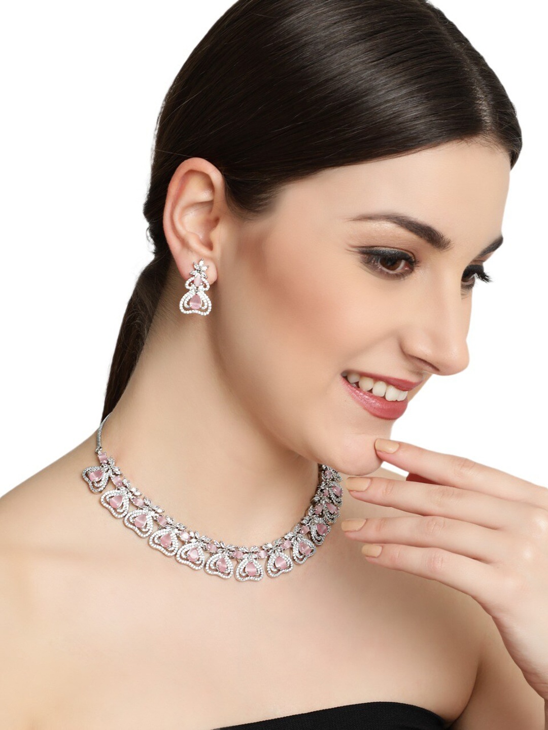 

Anouk Silver-Plated & AD Studded Jewellery Set