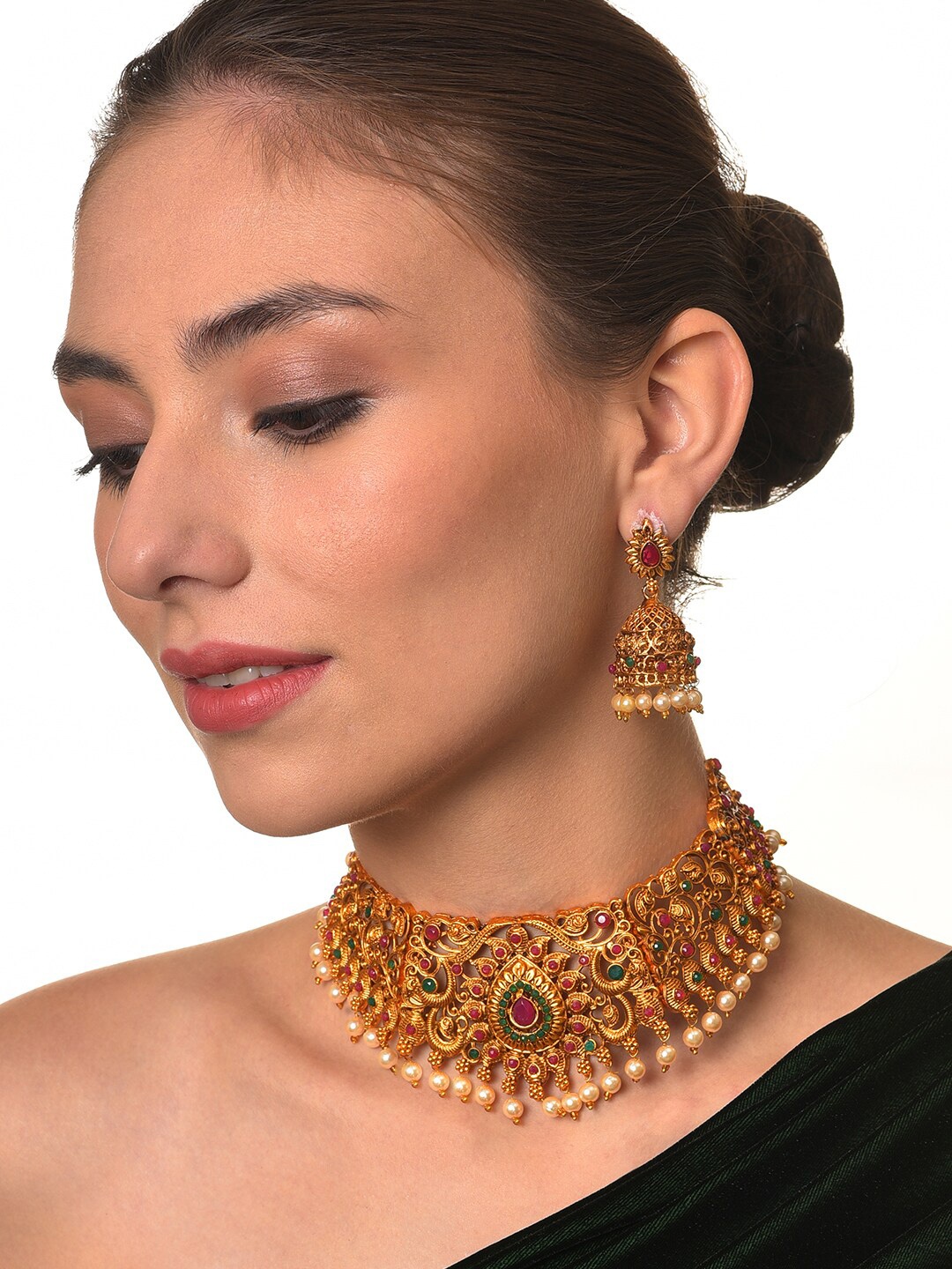 

Anouk Gold-Plated Stone-Studded Jewellery Set