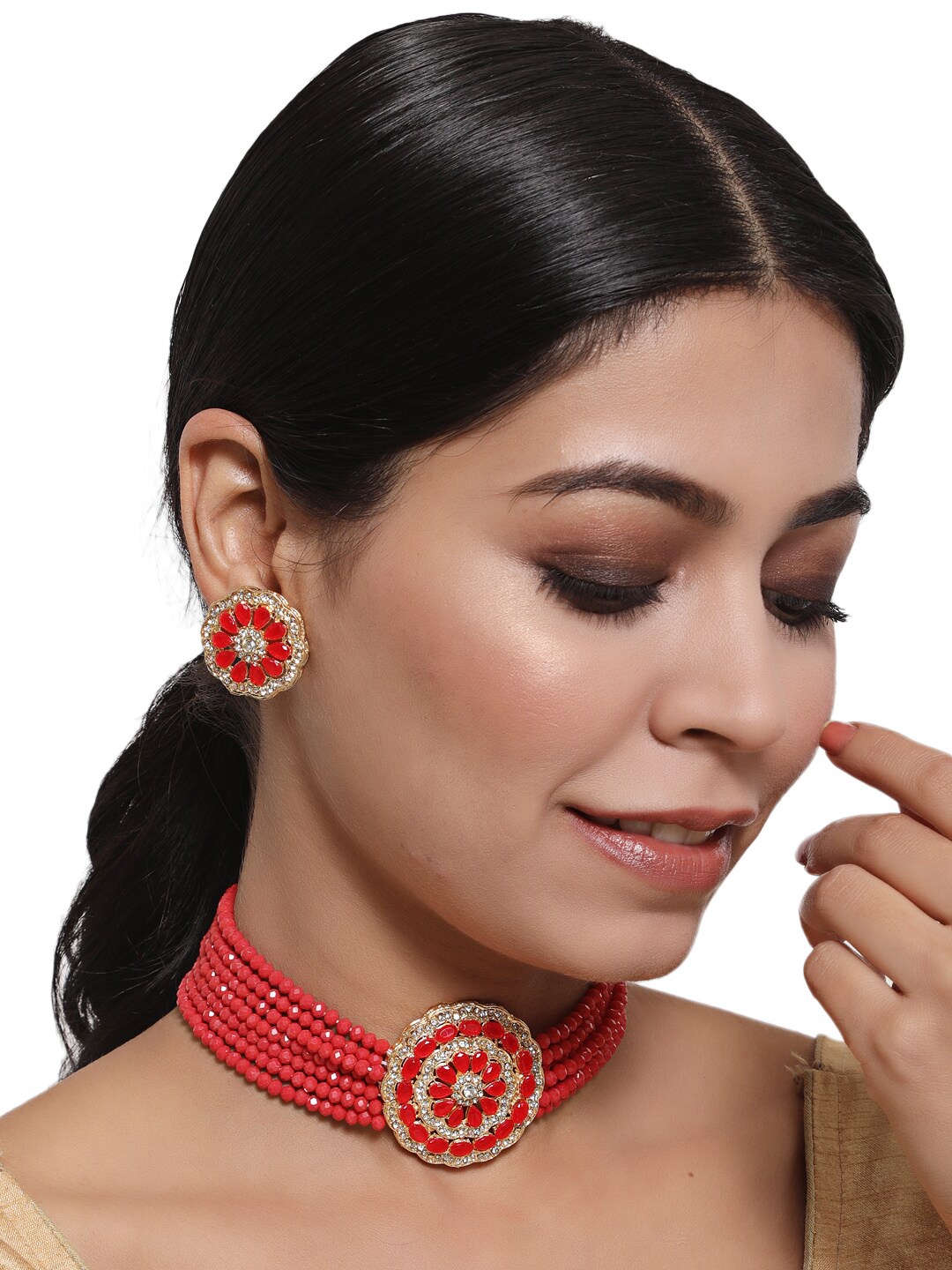 

Anouk Gold-Plated Kundan-Studded & Beaded Jewellery Set