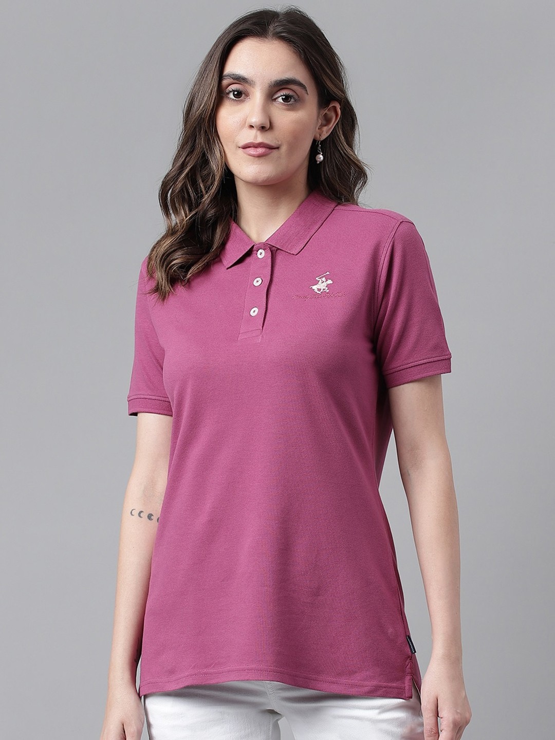 

Beverly Hills Polo Club Polo Collar Short Sleeves T-shirt, Purple
