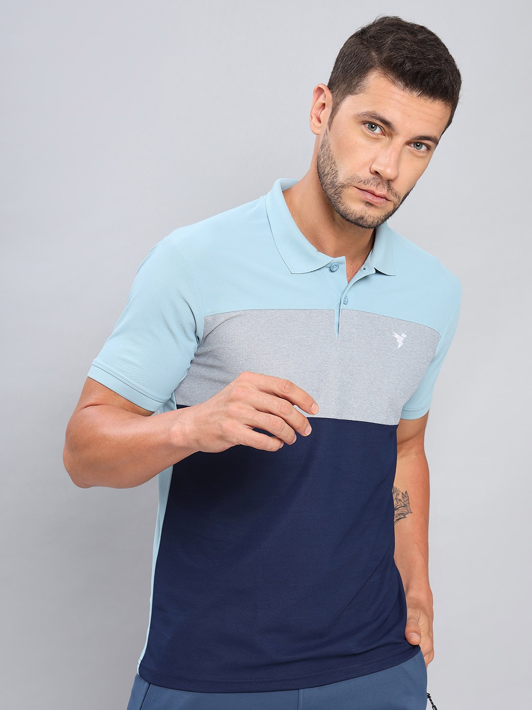 

Technosport Colourblocked Polo Collar Antimicrobial Slim Fit Sports T-shirt, Sea green