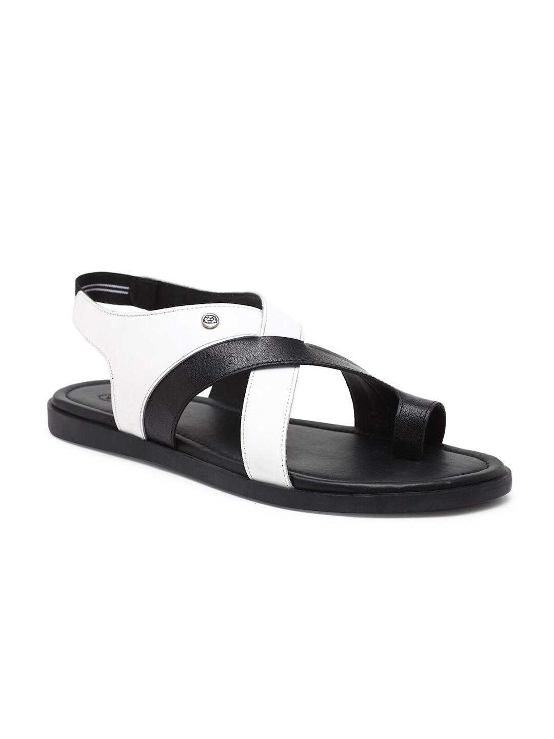 

BEAVER Men Colourblocked Leather Comfort Sandals, White