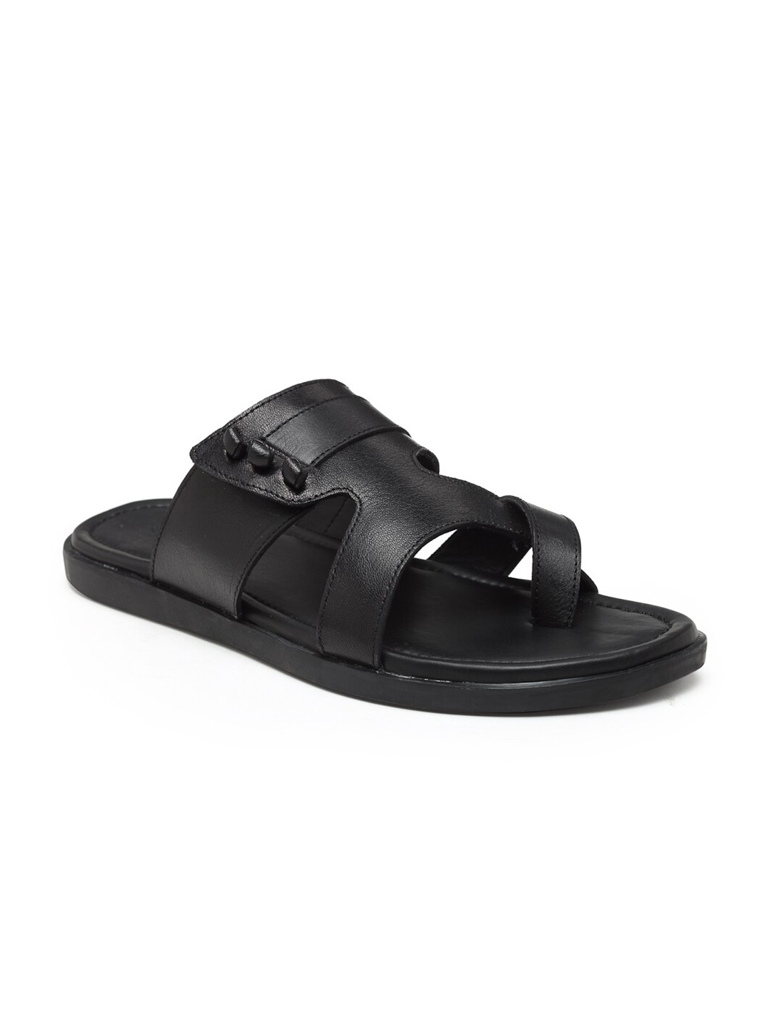 

BEAVER Men Textured Leather Comfort Sandals, Black