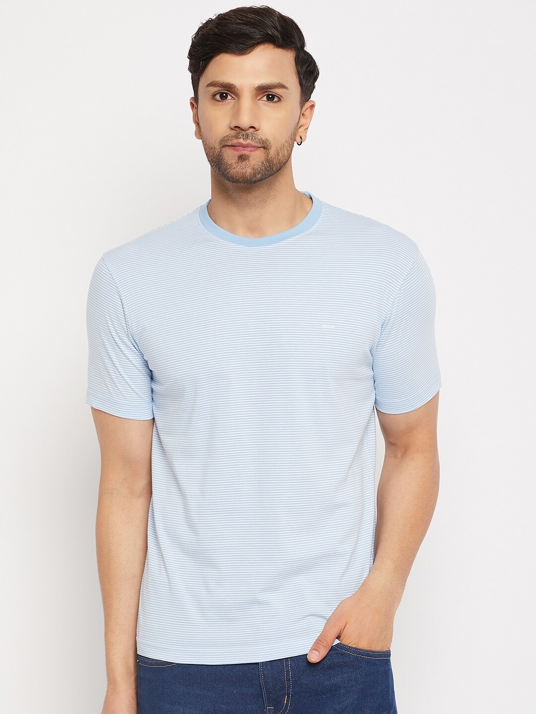 

Okane Striped Round Neck T-shirt, Blue