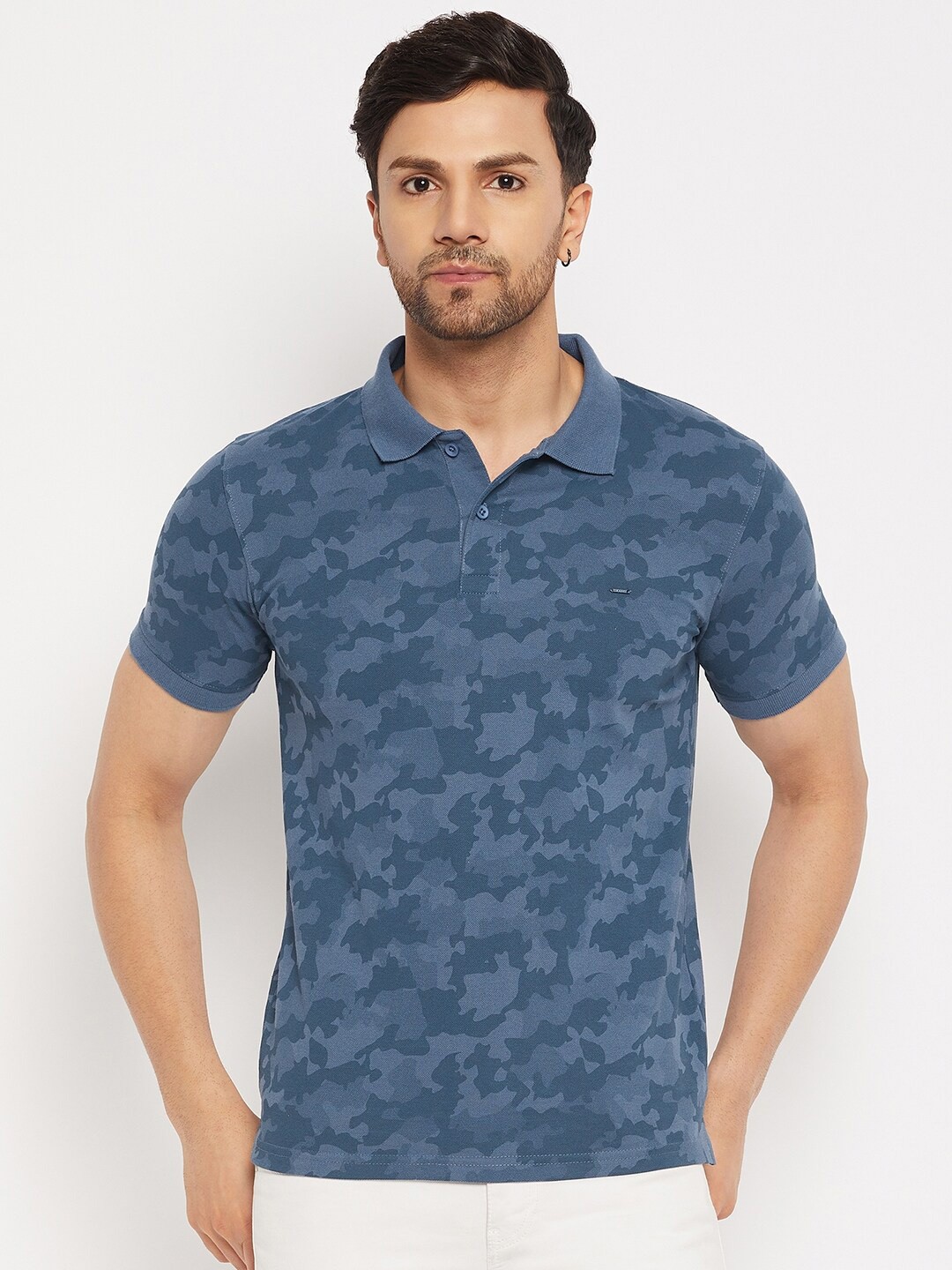 

Okane Camouflage Printed Polo Collar T-shirt, Blue