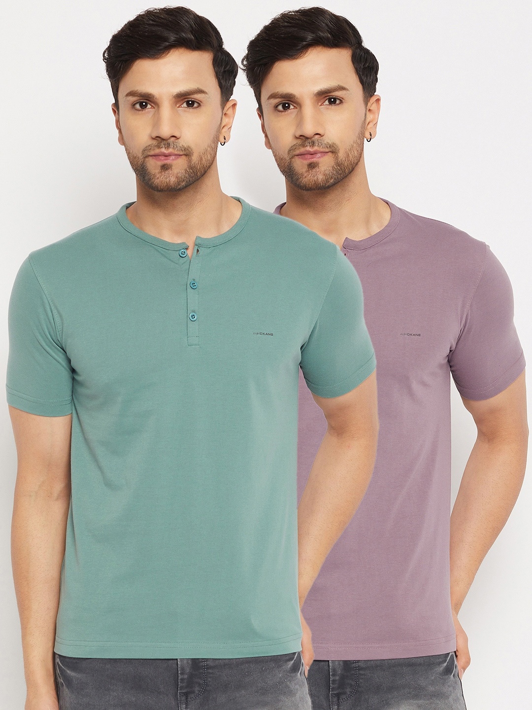 

Okane Pack of 2 Henley Neck T-shirt, Mauve