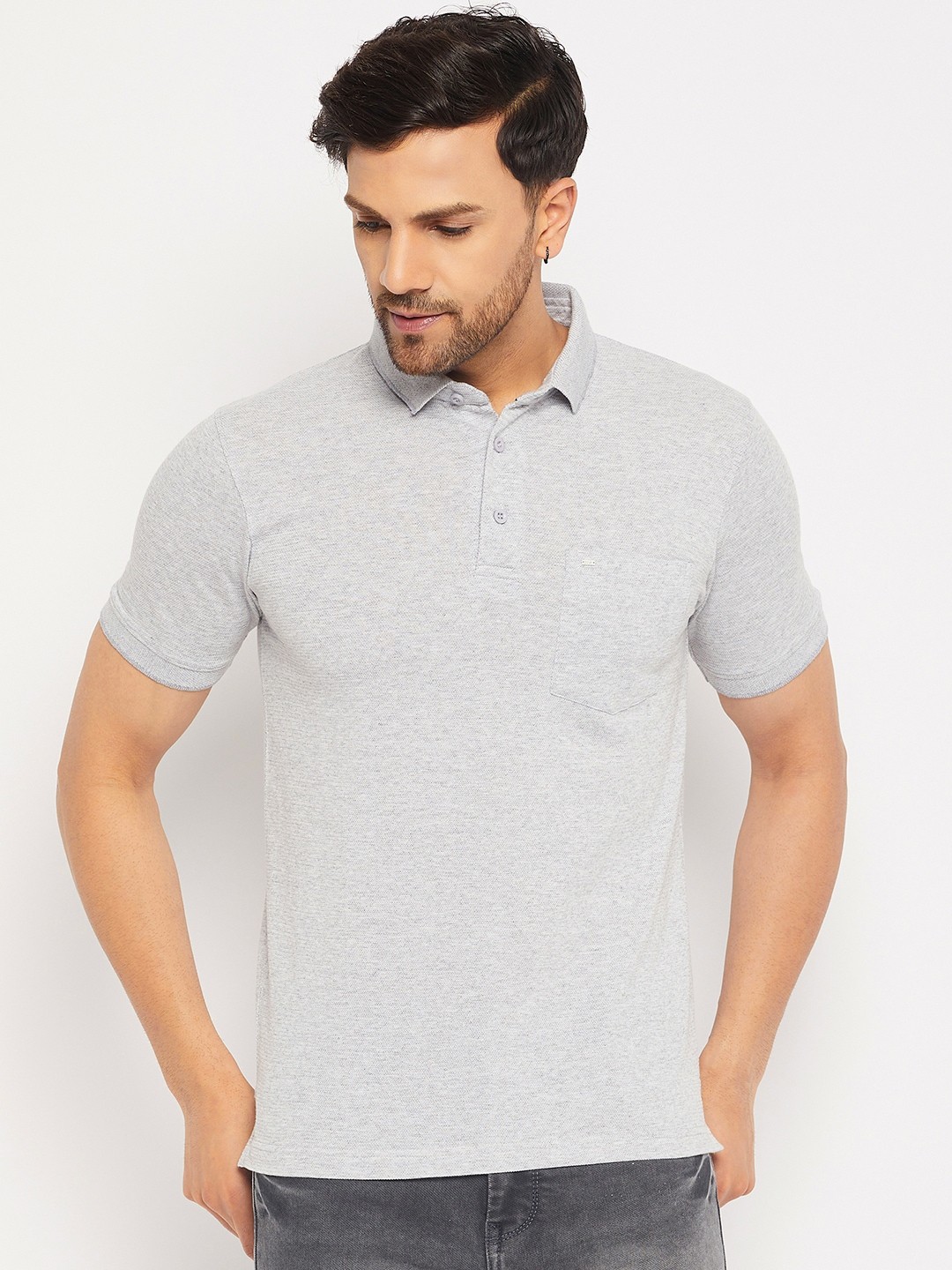

Okane Polo Collar T-shirt, Grey