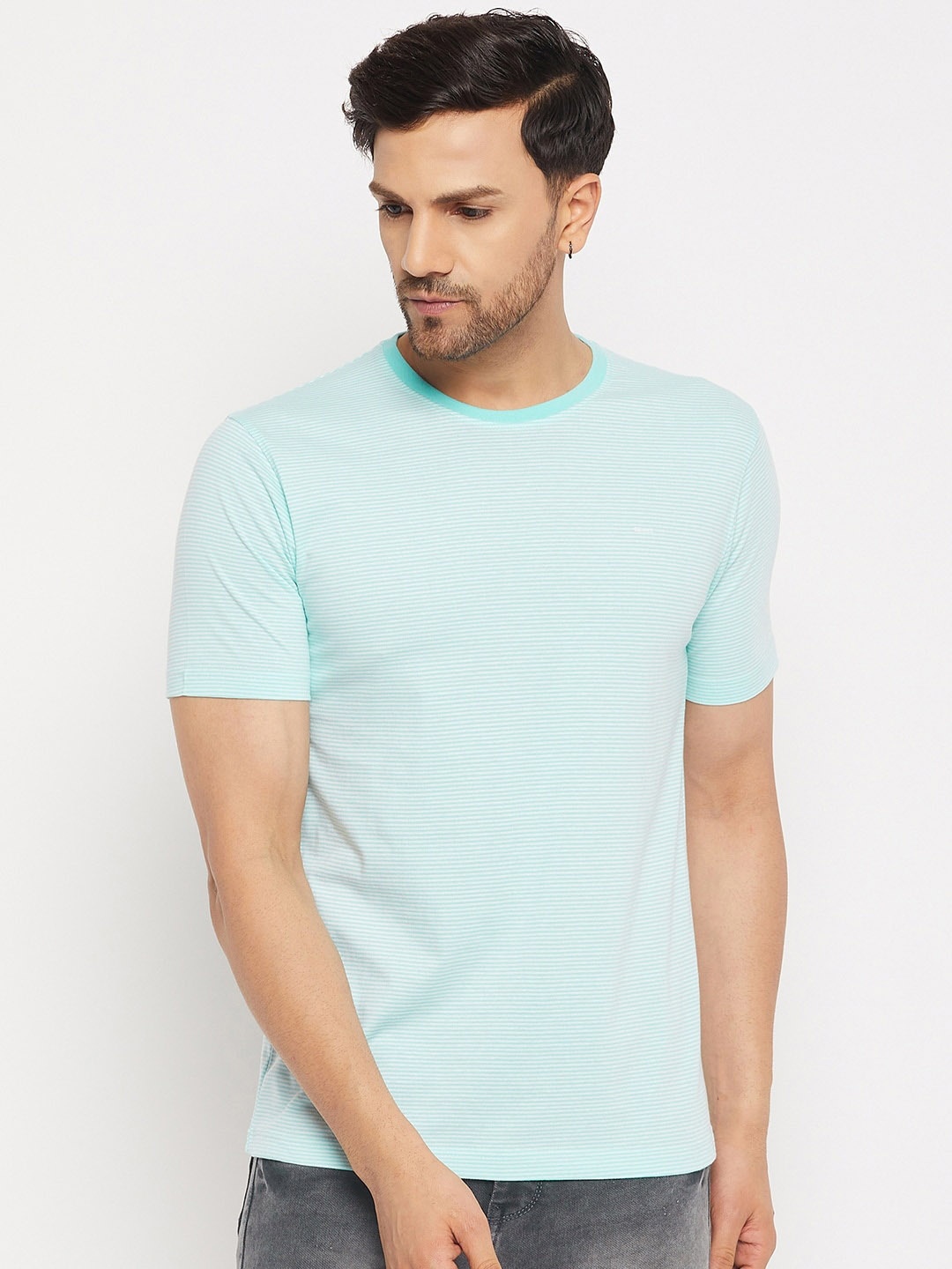 

Okane Striped Round Neck T-shirt, Green