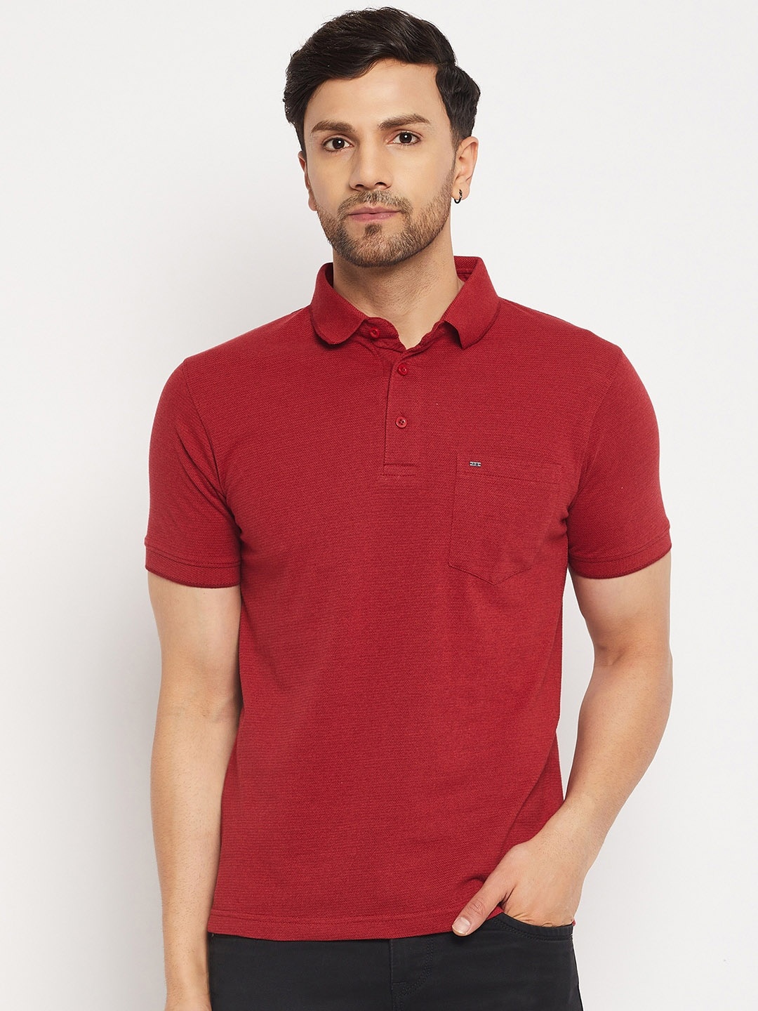 

Okane Polo Collar T-shirt, Maroon