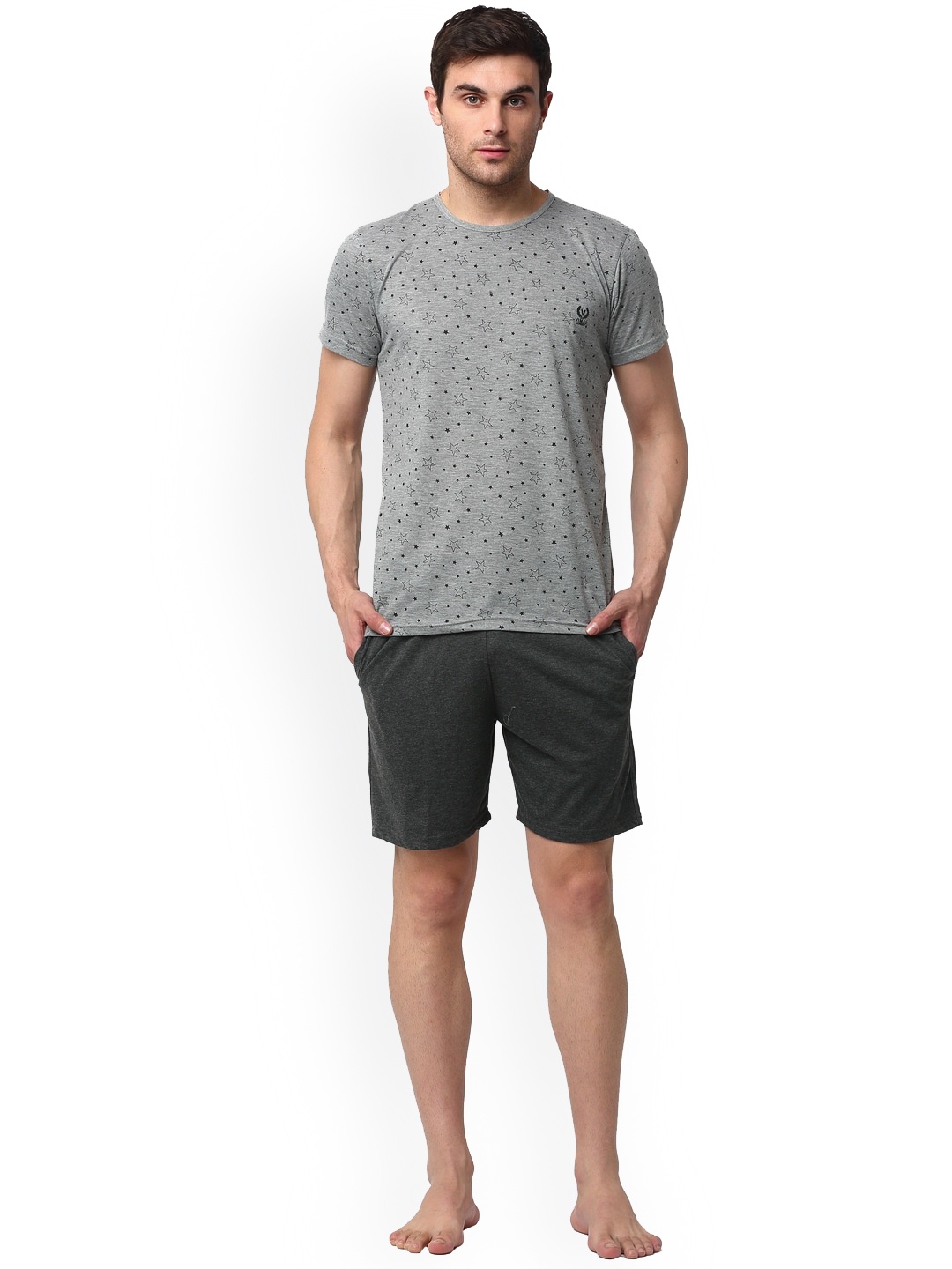 

VIMAL JONNEY Pure Cotton T-shirt With Shorts, Grey